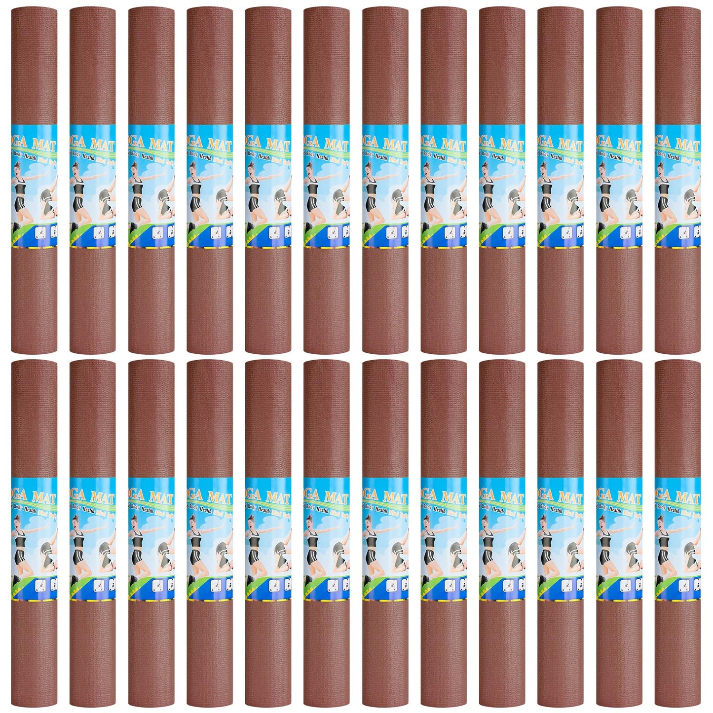 Funtery 24 Pcs 3 mm Thick Yoga Mat Exercise Workout Mat Non Slip Fitness Yoga Pad for Women Gym Home Yoga Pilates