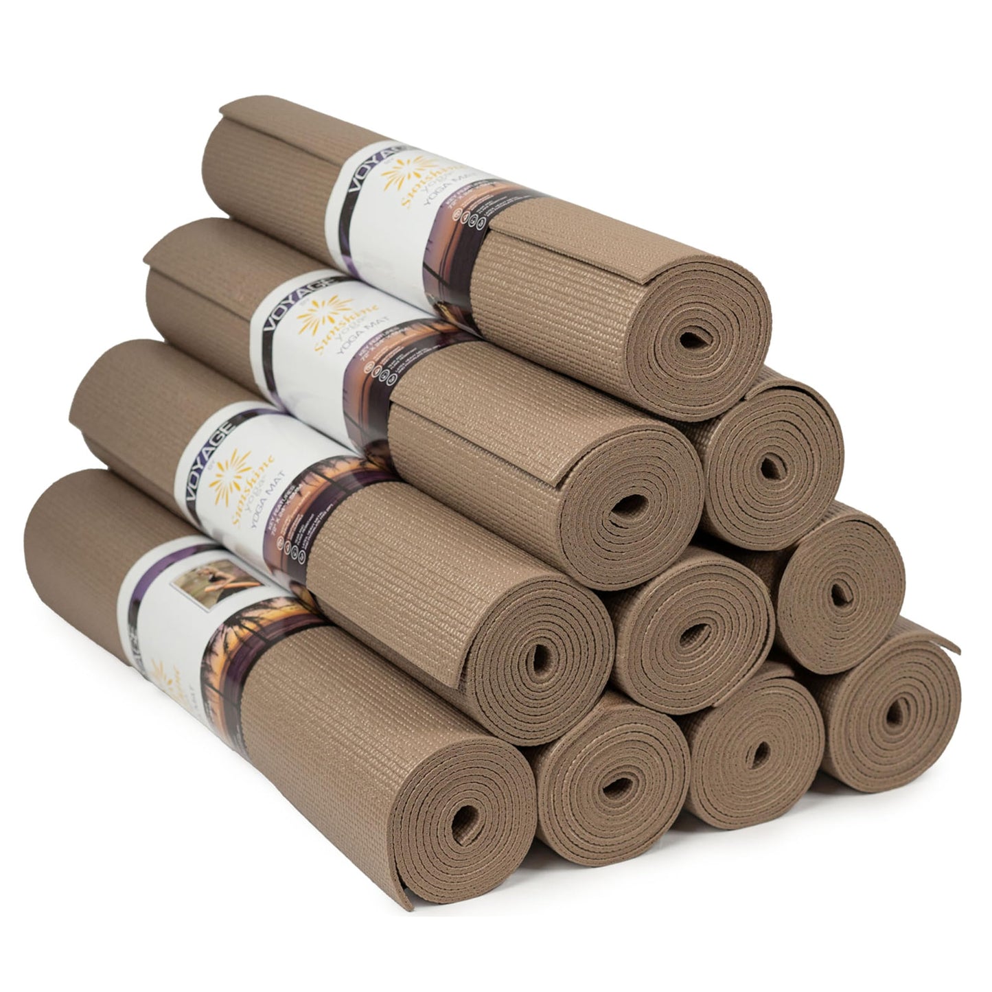 Sunshine Yoga Voyage Yoga Mat, 10 Pack, 72" x 24" Professional Studio and Gym Bulk Yoga Mats, 5mm Thick, Durable, Anti-Tear, Non Slip Fitness and Exercise Mats