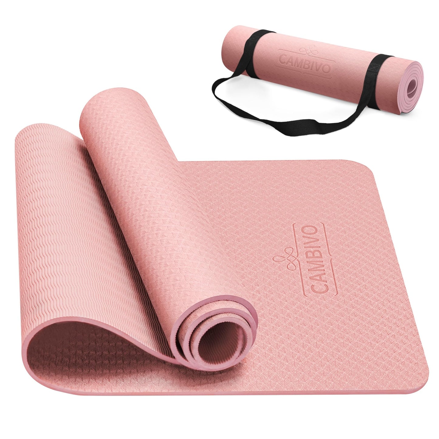 CAMBIVO Yoga Mat for Women Men Kids, 1/3 & 1/4 & 2/5 Inch Extra Thick Yoga Mat Non Slip, 72" x 24" TPE Yoga Mats, Workout Mat with Carrying Strap for Yoga, Pilates and Floor Exercises