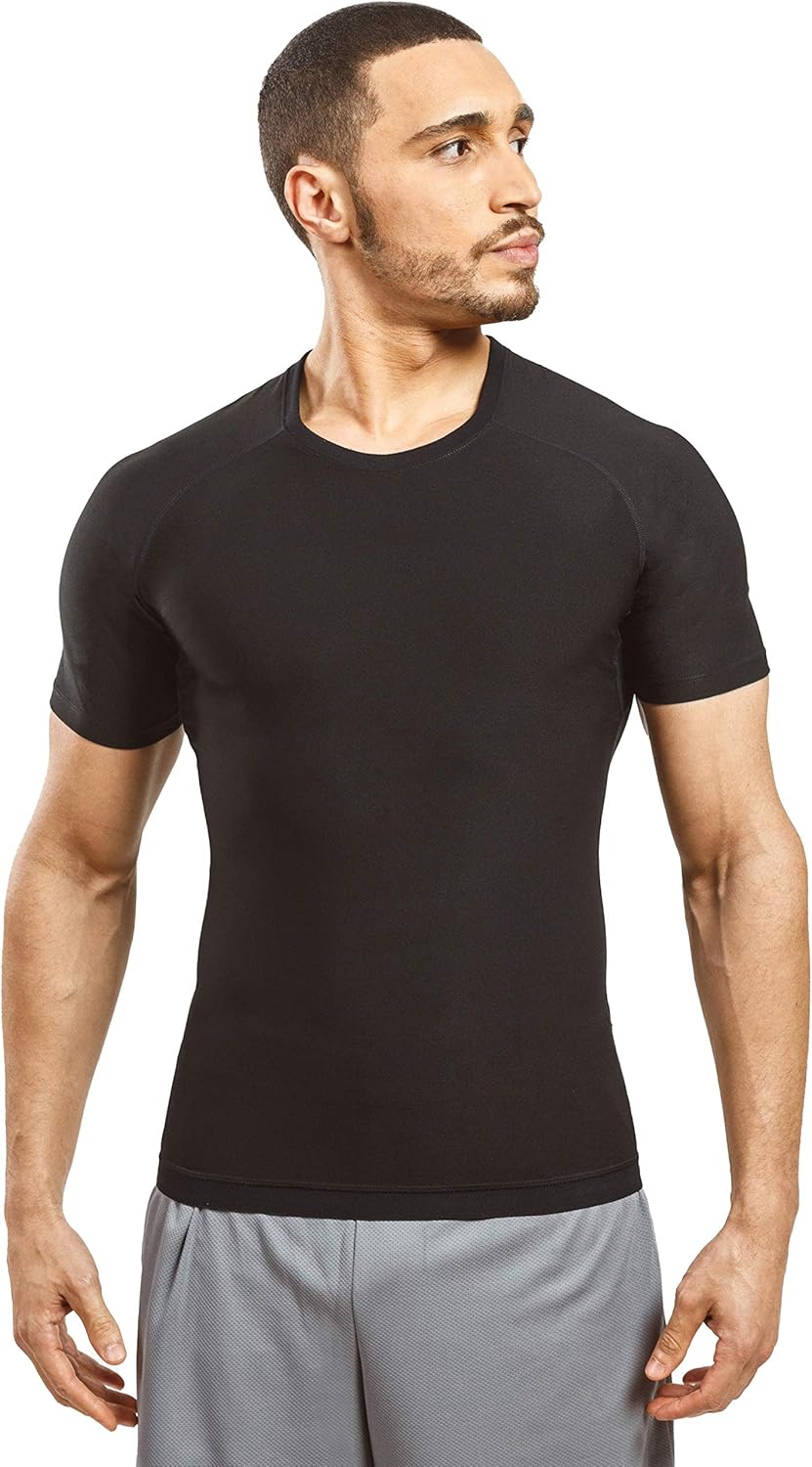 Sweat Shaper Men's Sauna Suit Shirt Athletic Tee, Short Sleeve Compression T-Shirt, Performance Baselayer Workout Shirt