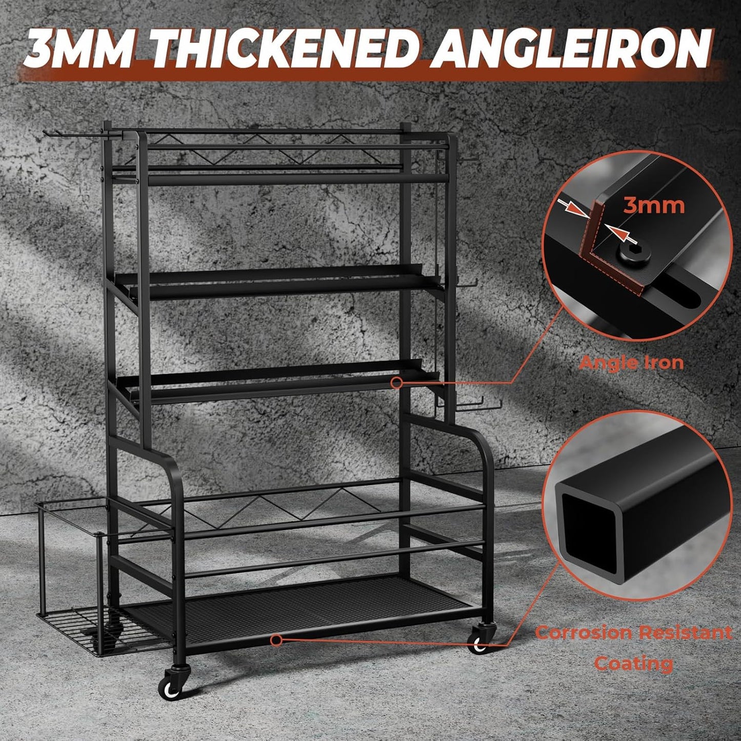 Dumbbell Rack Weight Stand - 4-Tier Adjustable Weight Rack for Dumbbells, Home Gym Storage Rack for Yoga Mat Foam Roller Kettlebells, Workout Equipment Storage Organizer With Wheels