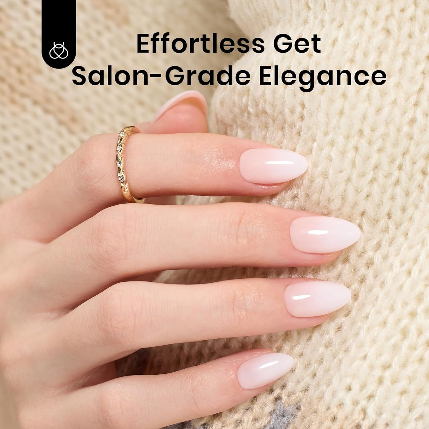 Beetles Ombre Press on Nails: 224 PCS Short Almond Gel Nail Tips, Pink Press ons Pre-applied Primer & Base Coat Glue on Nail Tips, No Need to File Fake Nails DIY Nails Gifts for Women