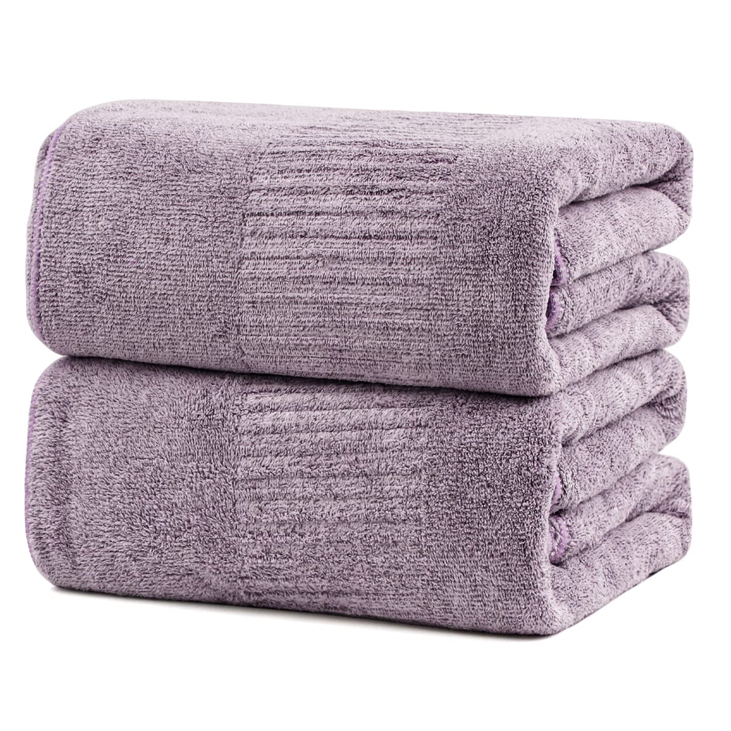Bath Towels 4 Pack Large Bathroom Bamboo Viscose Towels 35” x 63” Plush Soft Bath Towel for Shower Extra Absorbent Jumbo Bath Sheet - Multipurpose Use as Sports, Travel, Fitness, Yoga (Purple)