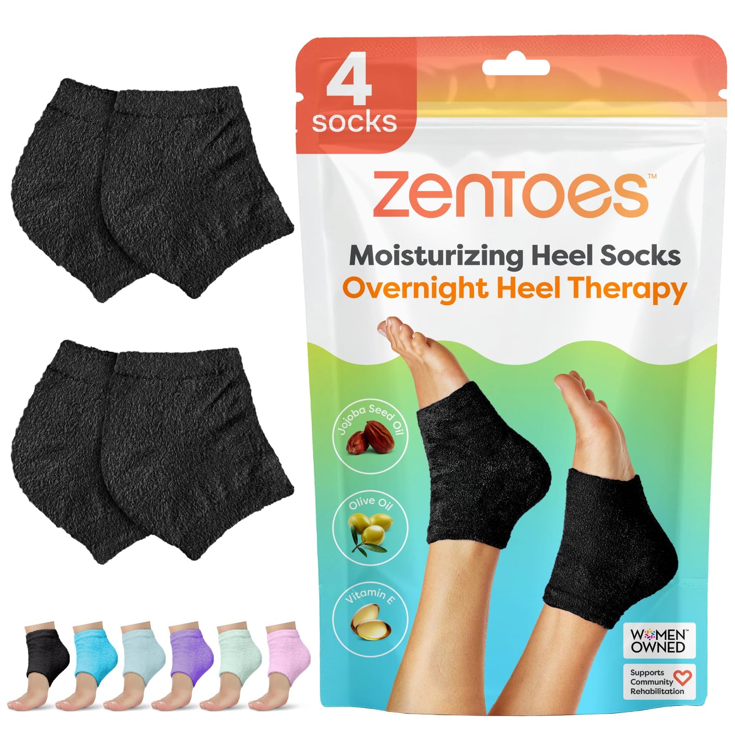 ZenToes Moisturizing Socks for Cracked Heel Treatment - Vitamin E, Olive Oil and Jojoba Oil Infused Heel Socks to Soften and Hydrate (Fuzzy Lilac Purple, Regular)