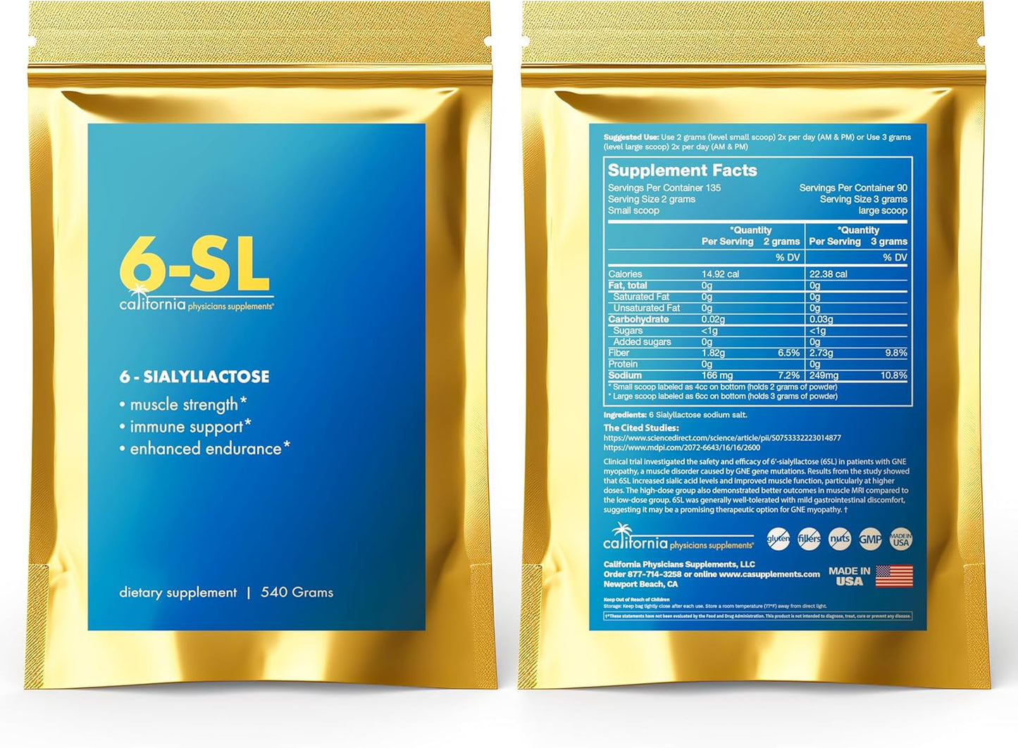 6-Sialyllactose (6-SL) - Muscle Support Supplement to Increase Strength, Build Lean Muscle Mass, Enhance Recovery, and Boost Performance - 135 Servings