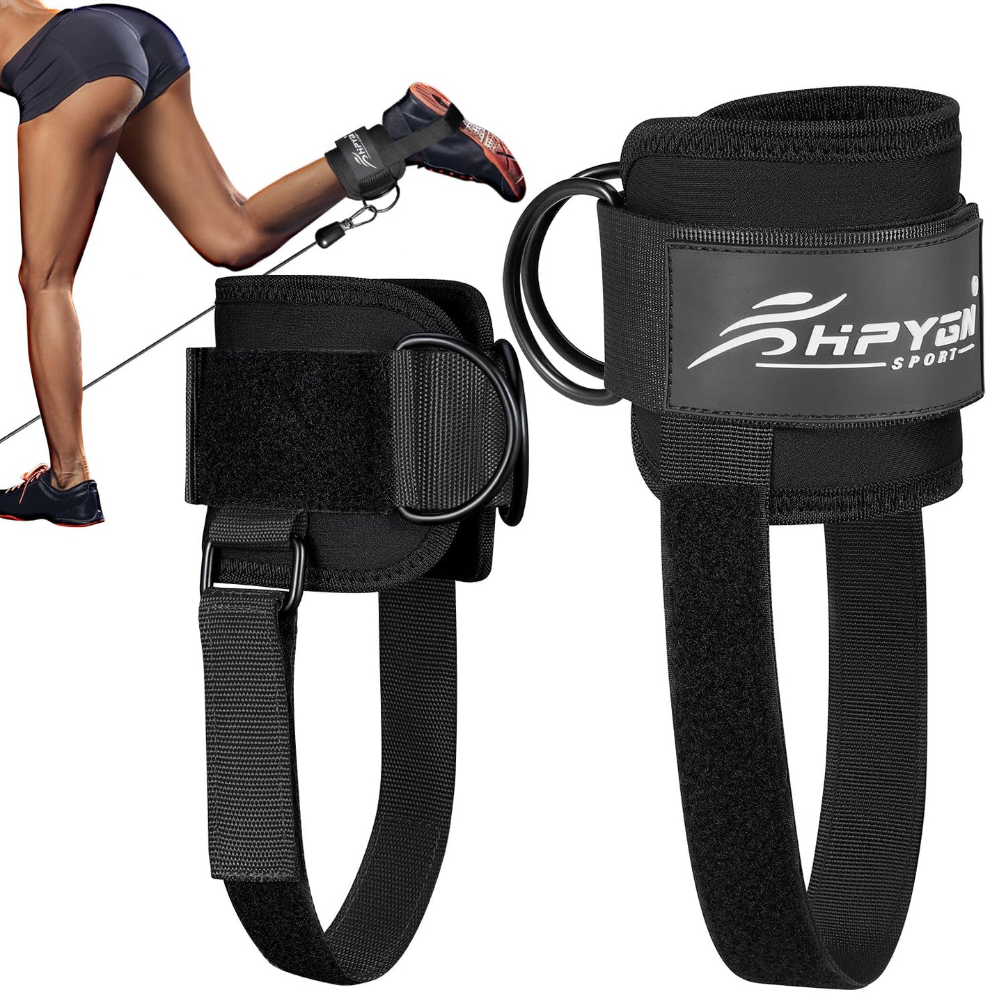 Ankle Strap for Cable Machine, Padded Ankle Straps for Cable Machine Kickbacks, Glute Workouts, Leg Extensions, Curls, Booty Hip Abductors Exercise, Adjustable Comfort Ankle Cuff for Gym