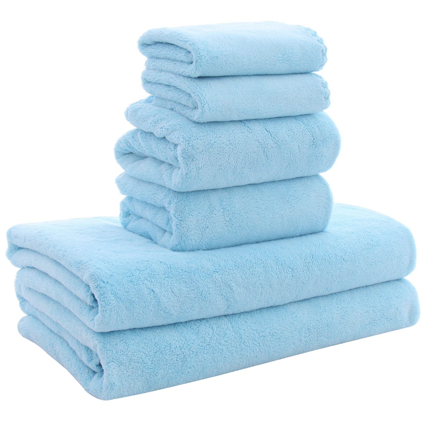 MOONQUEEN Ultra Soft Towel Set-Quick Drying-2 Bath Towels 2 Hand Towels 2 Washcloths - Microfiber Coral Velvet Highly Absorbent Towel for Bath Fitness, Bathroom, Sports, Yoga, Travel(Dark Grey, 6 Pcs)