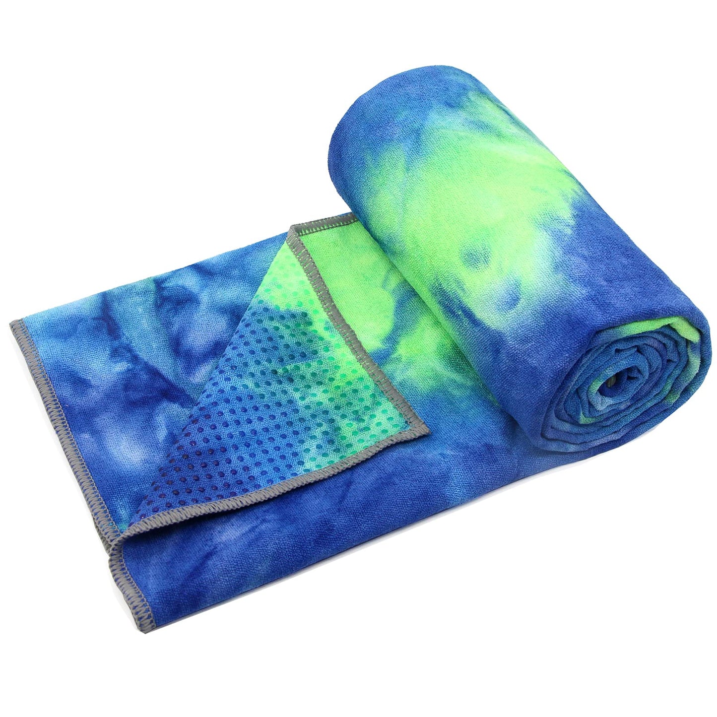 Eunzel Yoga Towel,Hot Yoga Mat Towel with Grip Dots Sweat Absorbent Non-Slip for Hot Yoga, Pilates and Workout 24" x72", Purple & Blue