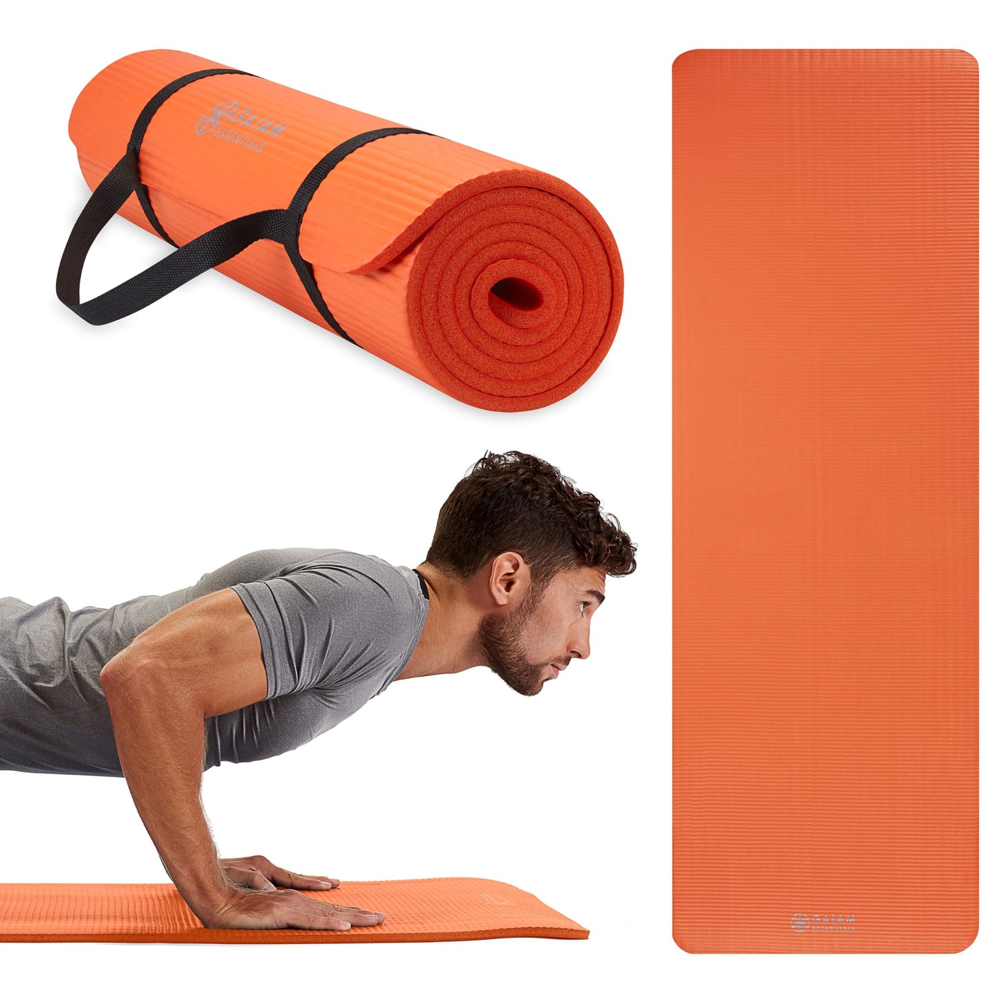 Gaiam Essentials Thick Yoga Mat Fitness & Exercise Mat with Easy-Cinch Yoga Mat Carrier Strap, 72"L x 24"W x 2/5 Inch Thick