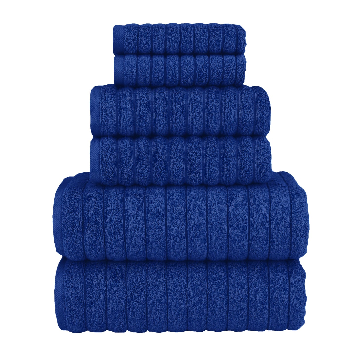 Elegant Comfort 100% Turkish Cotton Corduroy Ribbed Luxury Bath Towels 6-Piece Set, Premium Feel - Quick Dry, Highly Absorbent, Contains 2 Bath Towels, 2 Hand Towels, and 2 Washcloths, Coral