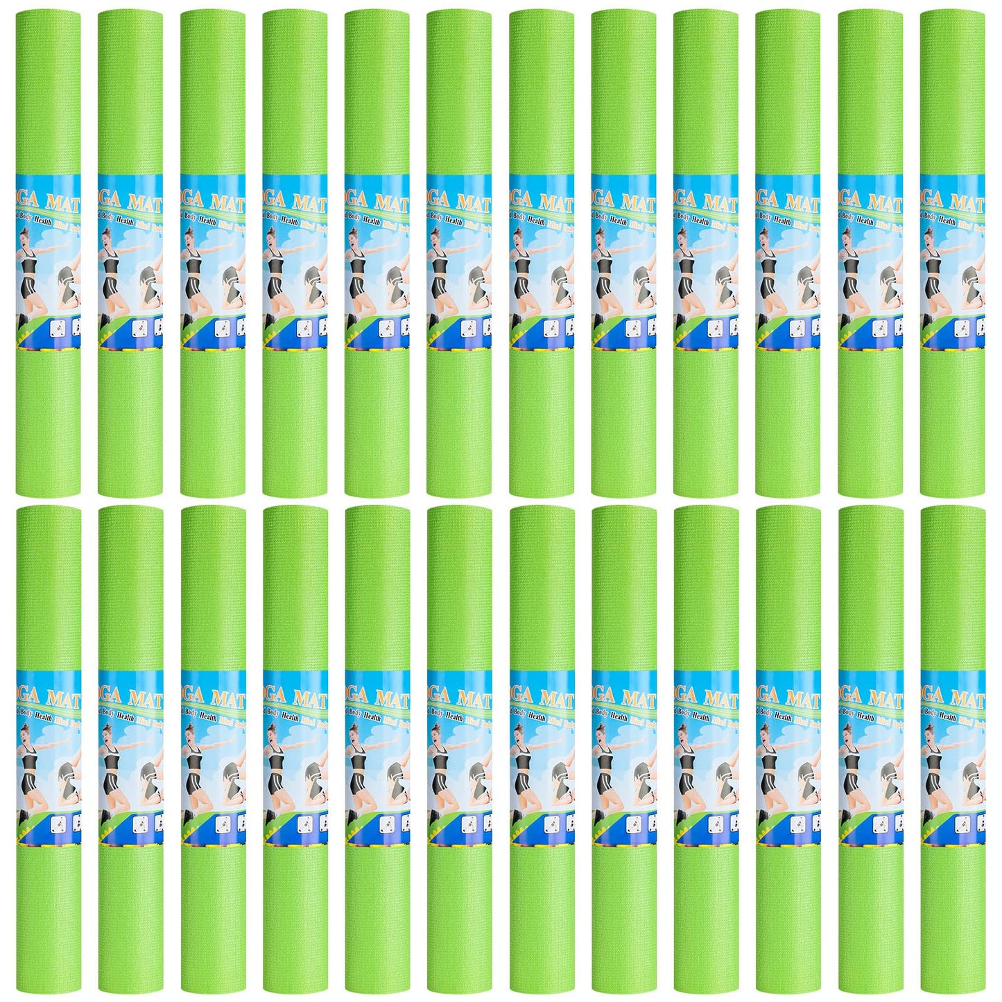 Funtery 24 Pcs 3 mm Thick Yoga Mat Exercise Workout Mat Non Slip Fitness Yoga Pad for Women Gym Home Yoga Pilates