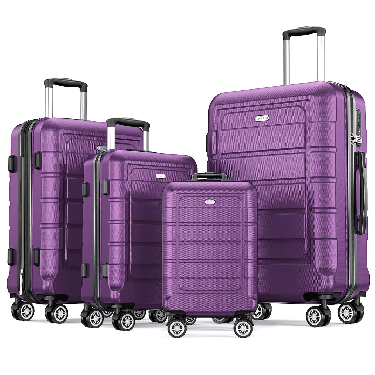 SHOWKOO Luggage Sets Expandable PC+ABS Durable Suitcase Sets Double Wheels TSA Lock Pink 3pcs