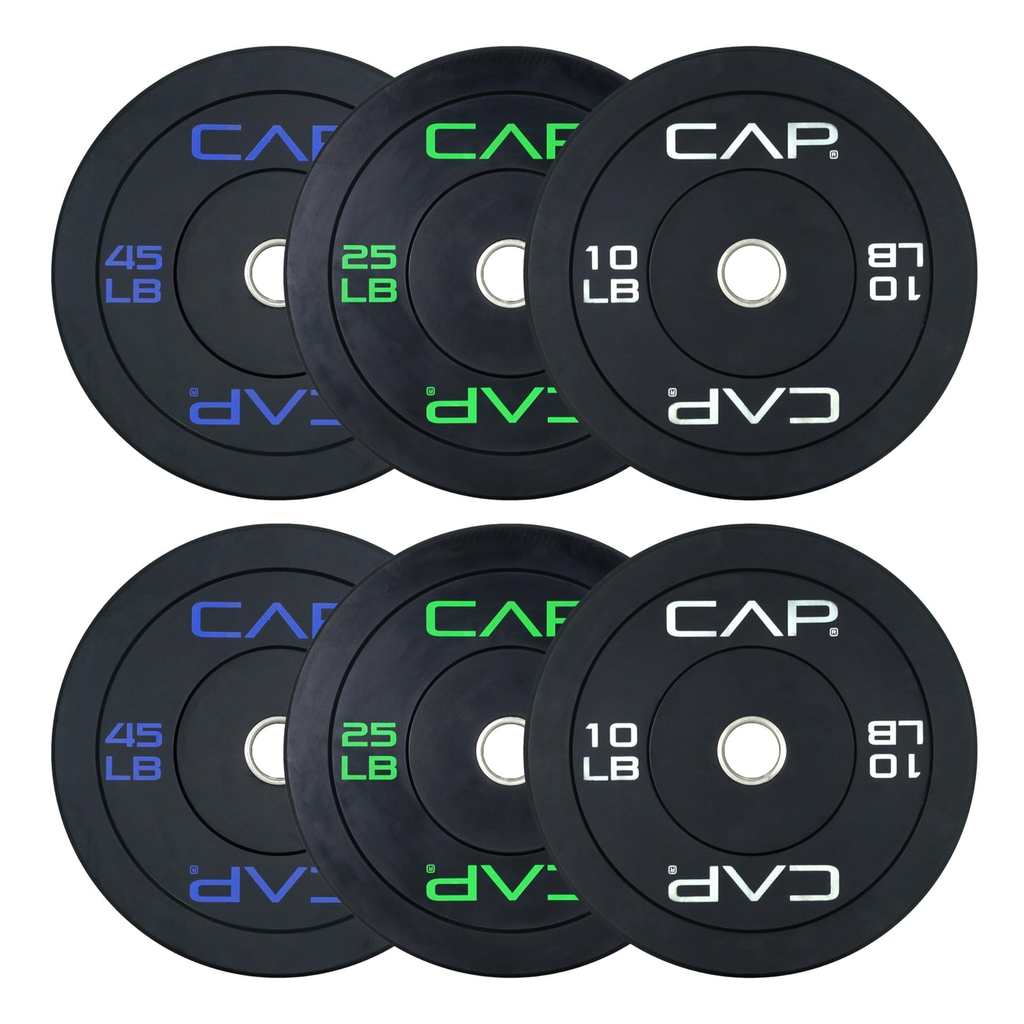 CAP Barbell 2-Inch Olympic Bumper Plate Weight Set | 100-370 lbs | Multiple Options