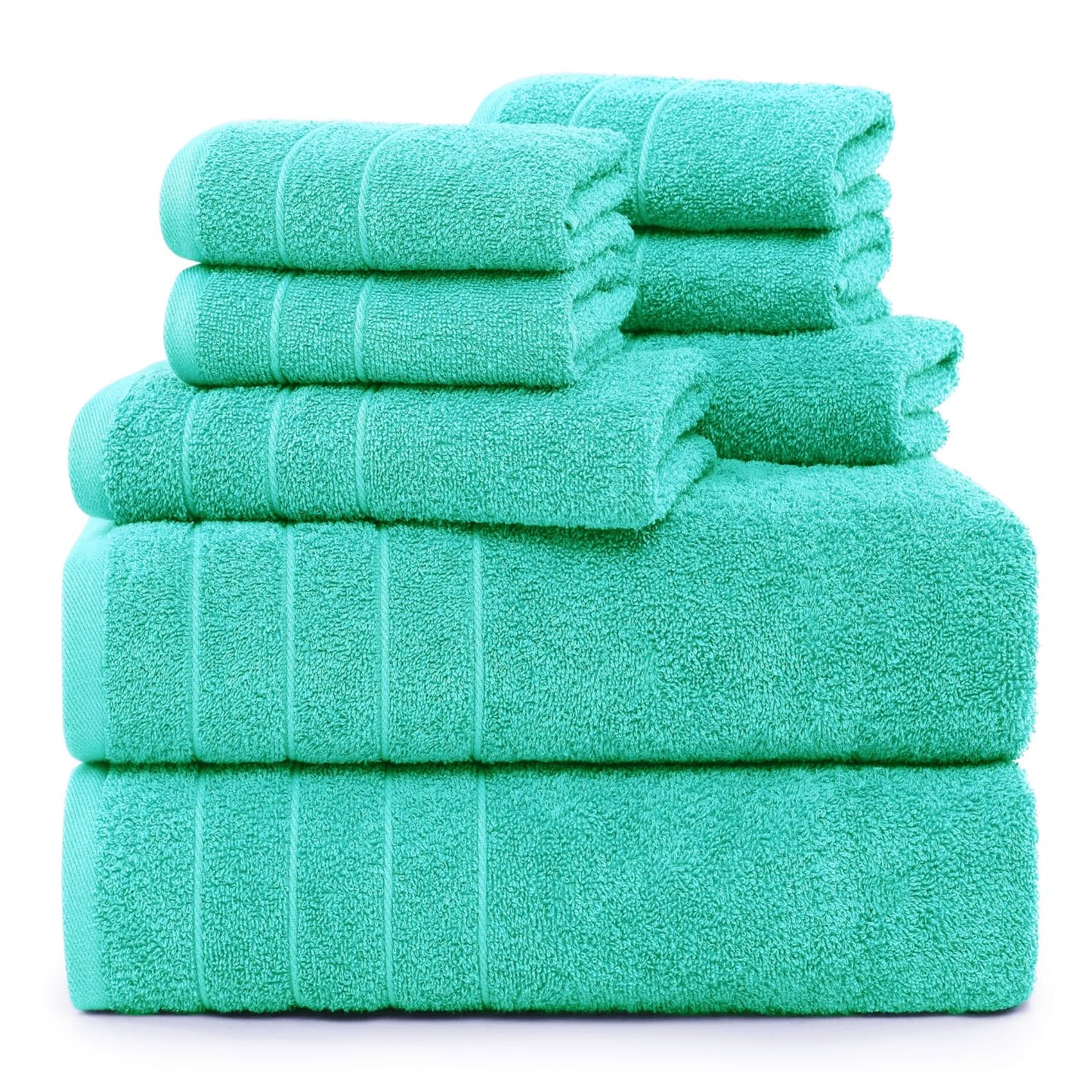 Casa Platino 100% Cotton Luxury Bathroom Towel Set - 8 Pc - Ring Spun, Quick Dry, Soft & Highly Absorbent - 2 Bath, 4 Washcloths, 2 Hand Towels - Remains Plush After Multiple Washes - Cerulean Blue