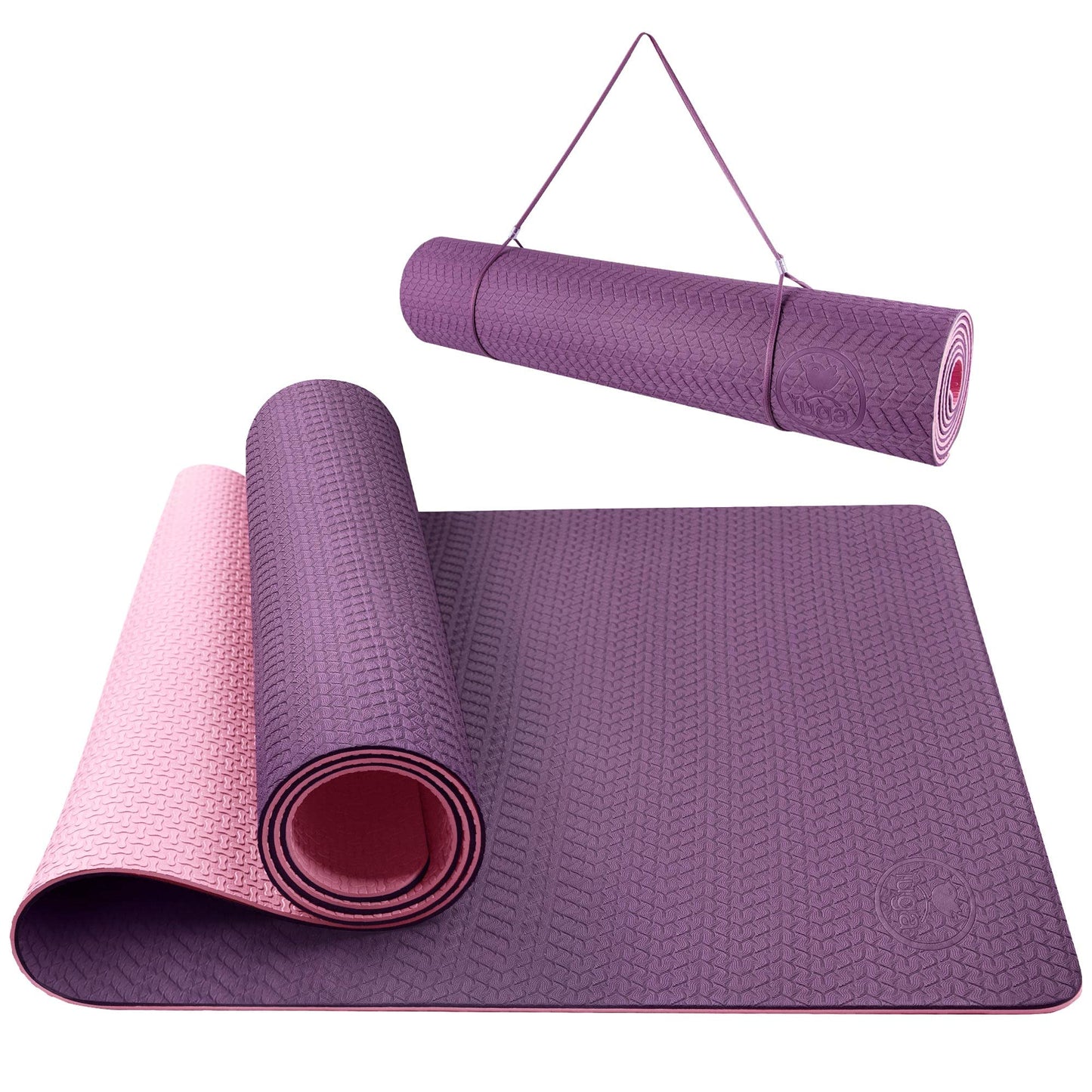 IUGA Yoga Mat Non Slip Anti-tear Pilates Mat Eco Friendly Hot Yoga Mats Thick for Workout & Exercise(72"x 24"x 6mm)