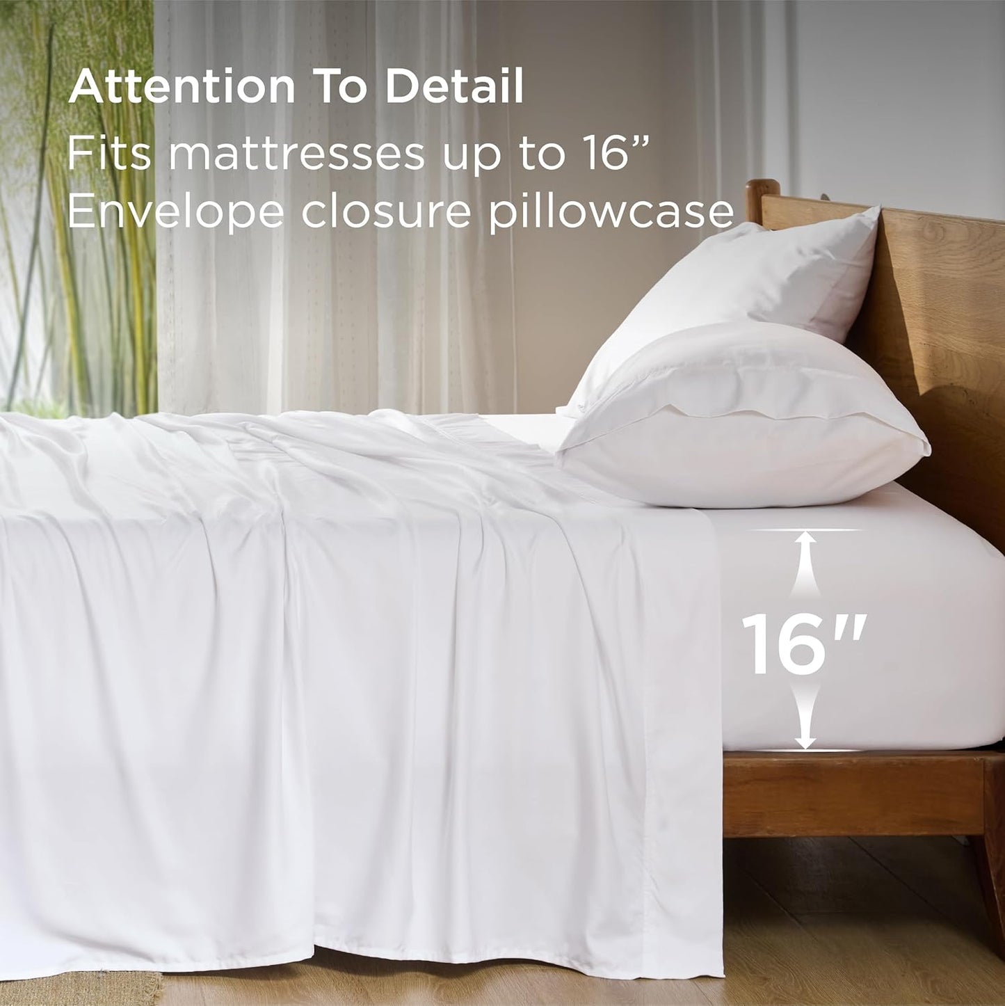 Bedsure King Size Sheet Set, Cooling Sheets King, Rayon Derived from Bamboo, Deep Pocket Up to 16", Breathable & Soft Bed Sheets, Hotel Luxury Silky Bedding Sheets & Pillowcases, White