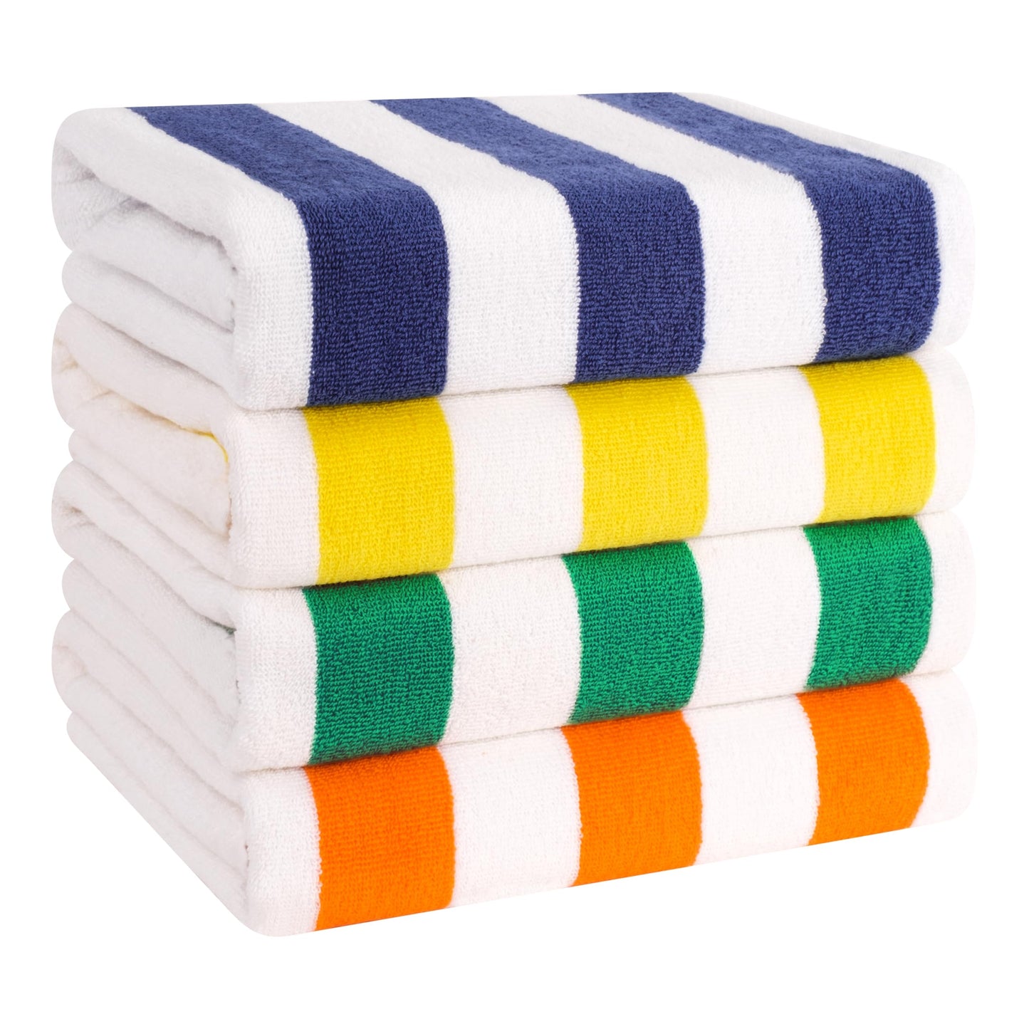 American Soft Linen Cabana Striped Beach Towels, 30x60 inch 4 Piece Oversize Pool Towels, Quick Drying Sand Free Swim Towels, Sage Green