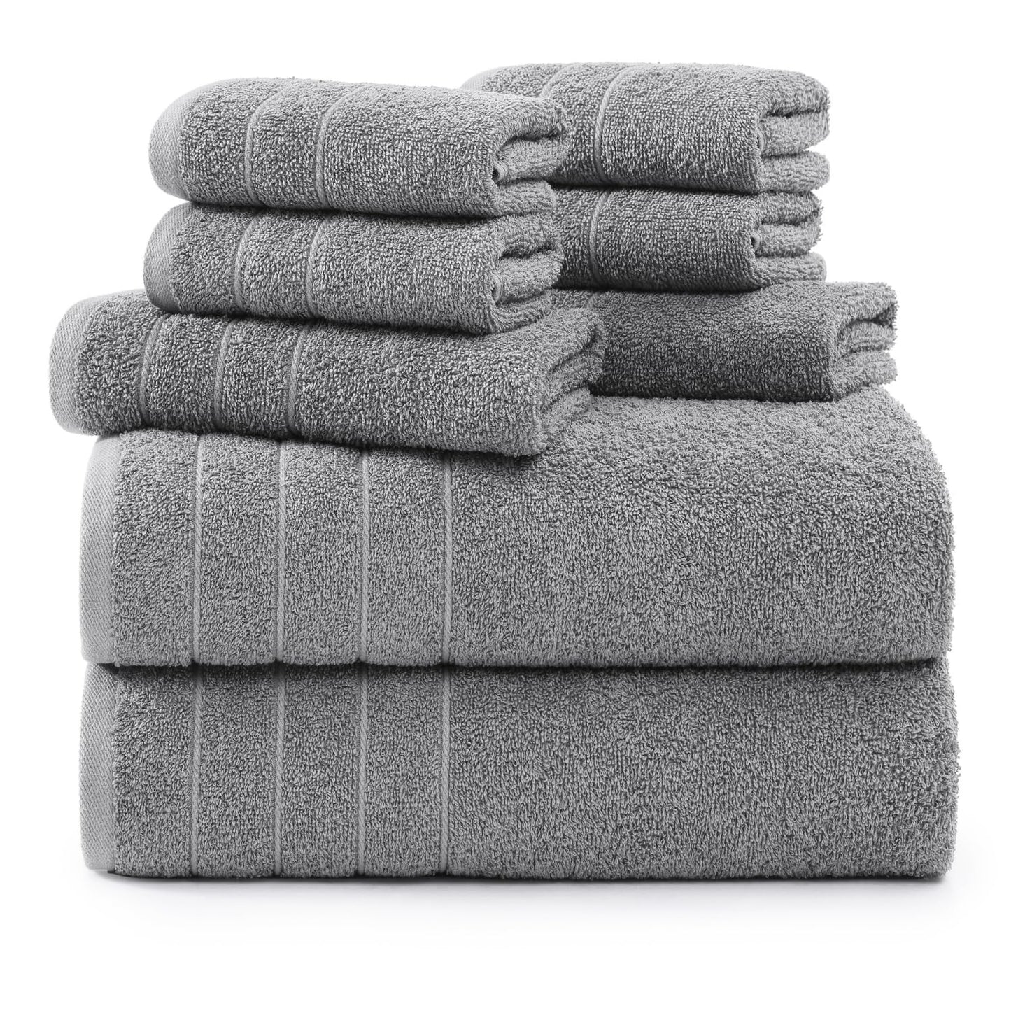 Casa Platino 100% Cotton Luxury Bathroom Towel Set - 8 Pc - Ring Spun, Quick Dry, Soft & Highly Absorbent - 2 Bath, 4 Washcloths, 2 Hand Towels - Remains Plush After Multiple Washes - Cerulean Blue