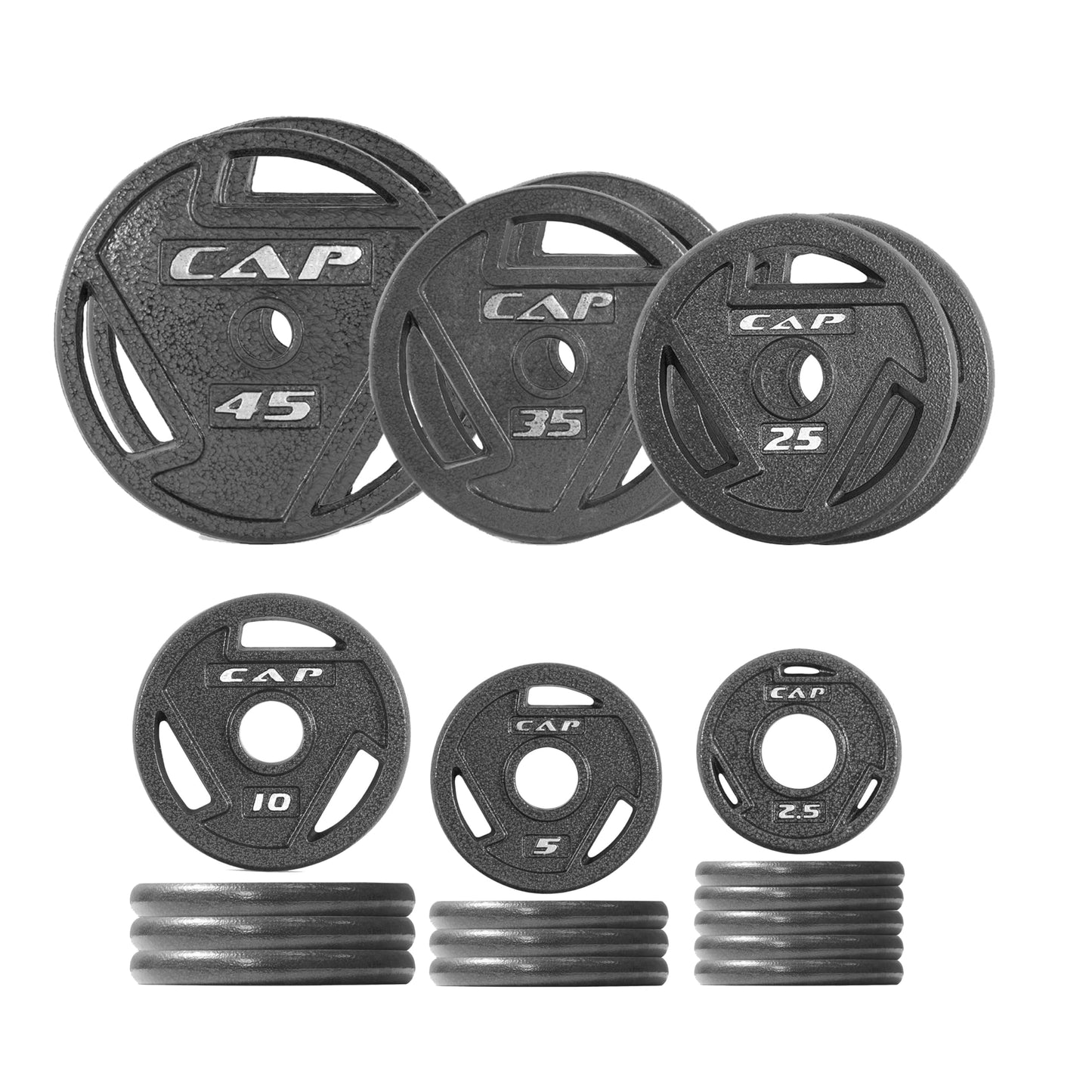 CAP Barbell 2-Inch Olympic Cast Iron Plate Weight Set | 75-285 lbs | Multiple Options