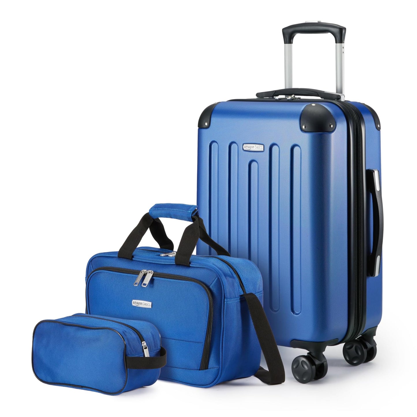 Amazon Basics 4-Piece Luggage Set, Including Two Hardside Suitcases With Multidirectional Spinner Wheels (22" CarryOn and 28" Checked), Plus 15-inch Tote Bag and 10-inch Compact Travel Bag, Rose Gold
