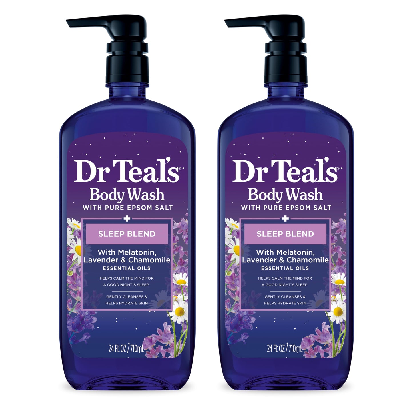 Dr Teal's Body Wash with Pure Epsom Salt, Glow & Radiance with Vitamin C & Citrus Essential Oils, 24oz (Pack of 2)