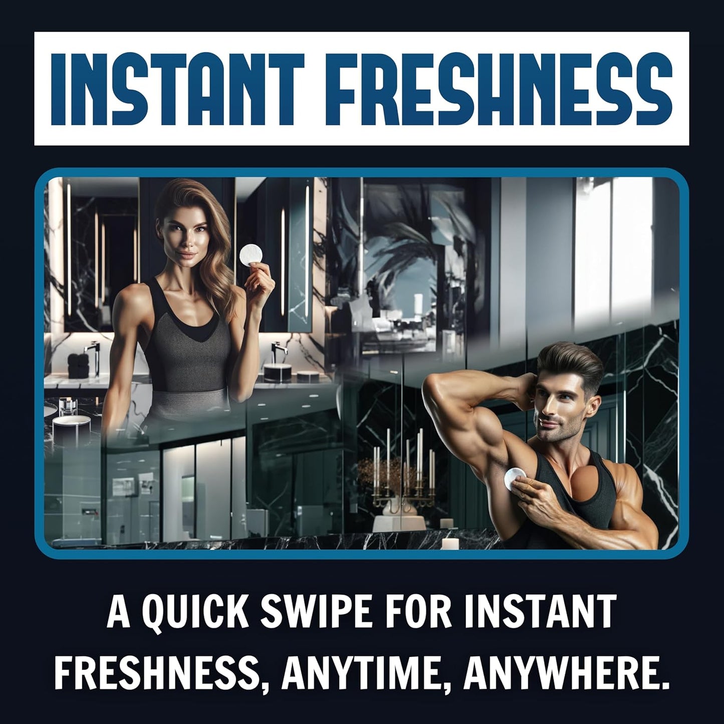 Aluminum Free Unscented Underarm Deodorant, Incredibly Effective, Stain-Free, Maximum Strength, for Men and Women, Paraben-Free, 90 Wipes (3 month supply) (Unscented, 90 count)