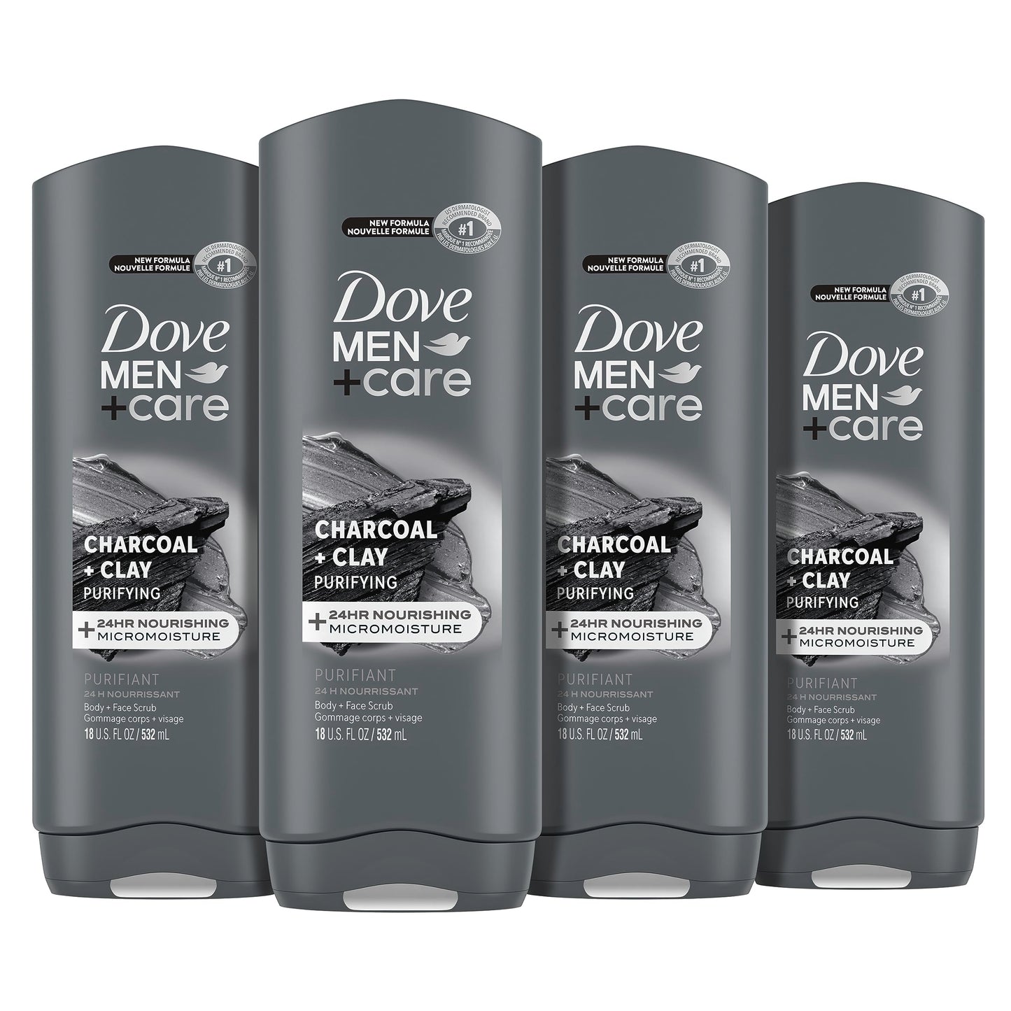 DOVE MEN + CARE Midnight Classico Body and Face Wash 4 Count for Calm, Replenished & Hydrated Skin