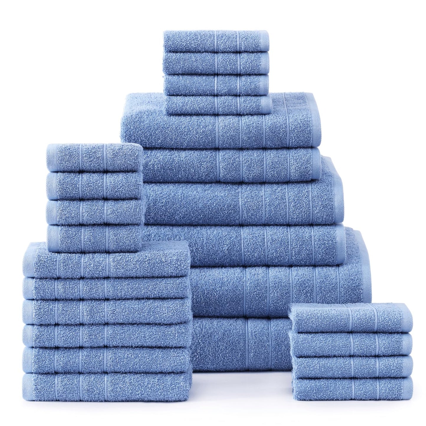 Casa Platino 100% Cotton Luxury Bathroom Towel Set - 8 Pc - Ring Spun, Quick Dry, Soft & Highly Absorbent - 2 Bath, 4 Washcloths, 2 Hand Towels - Remains Plush After Multiple Washes - Cerulean Blue