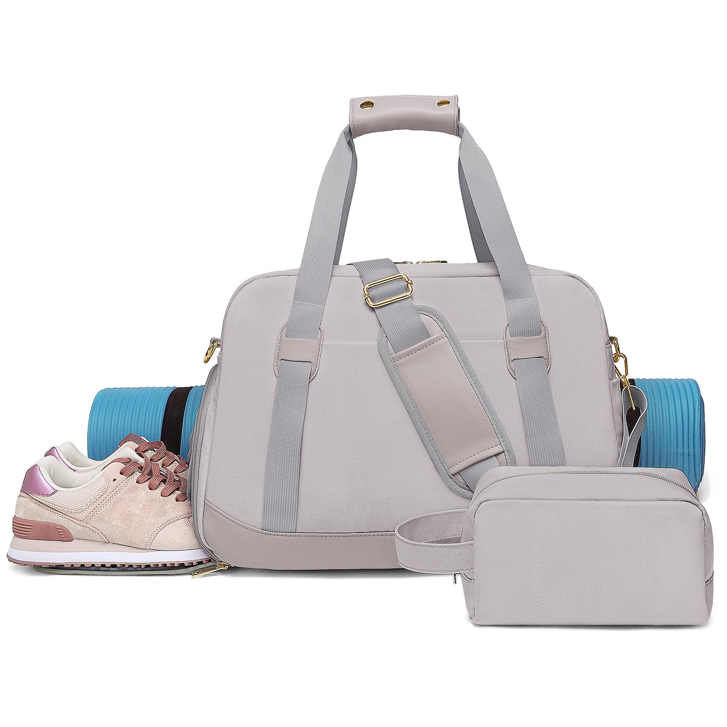 Sports Gym Bag for Women, Travel Duffle Bag with Shoe Compartment & Wet Pocket, Fitness Yoga Bag Weekender Overnight Bag Small