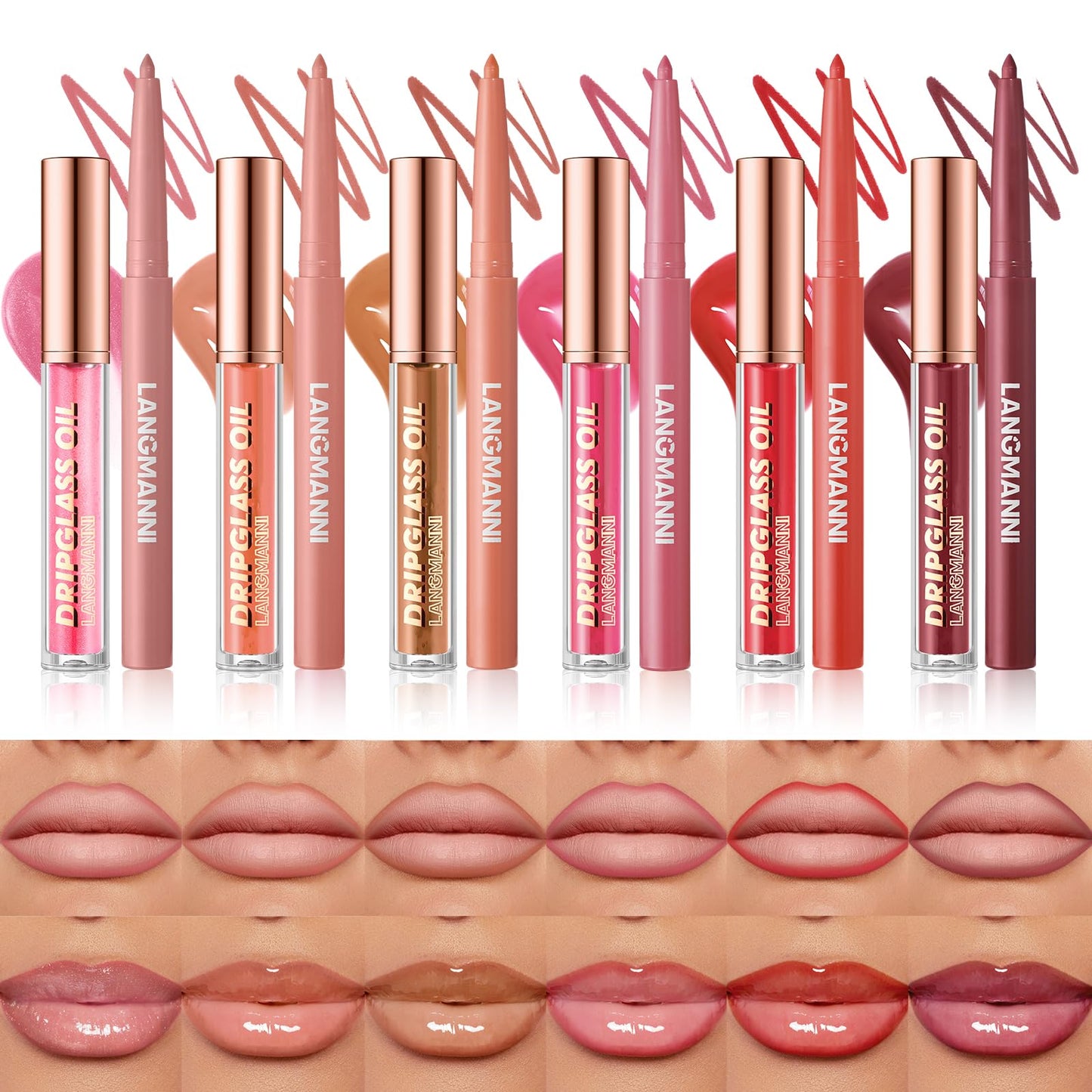 BestLand 12Pcs Matte Liquid Lipstick + Lip Liner Pens Set, Velvety Nude Lip Stain Waterproof Long Wear Makeup Gift Set