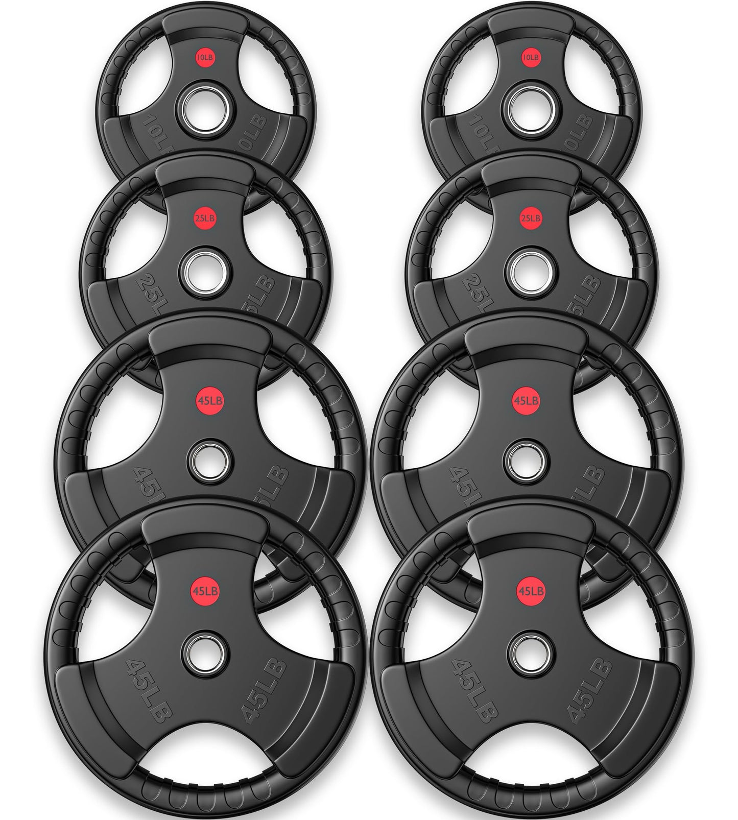 GIKPAL 2-inch Rubber Olympic Grip Weight Plates for Strength Training, Weightlifting in Home & Gym, Barbell Weights Plates Set (2.5/5/10/25/35/45 LB)