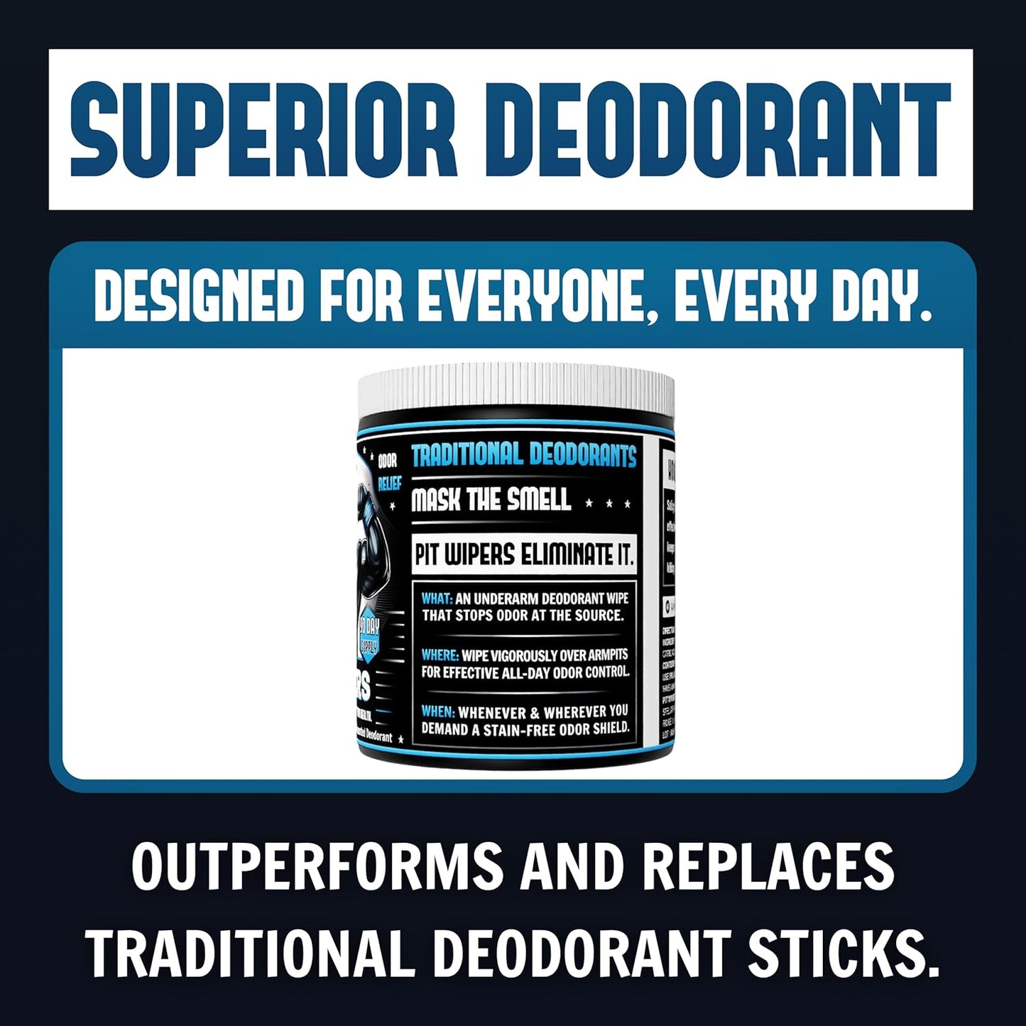 Aluminum Free Unscented Underarm Deodorant, Incredibly Effective, Stain-Free, Maximum Strength, for Men and Women, Paraben-Free, 90 Wipes (3 month supply) (Unscented, 90 count)