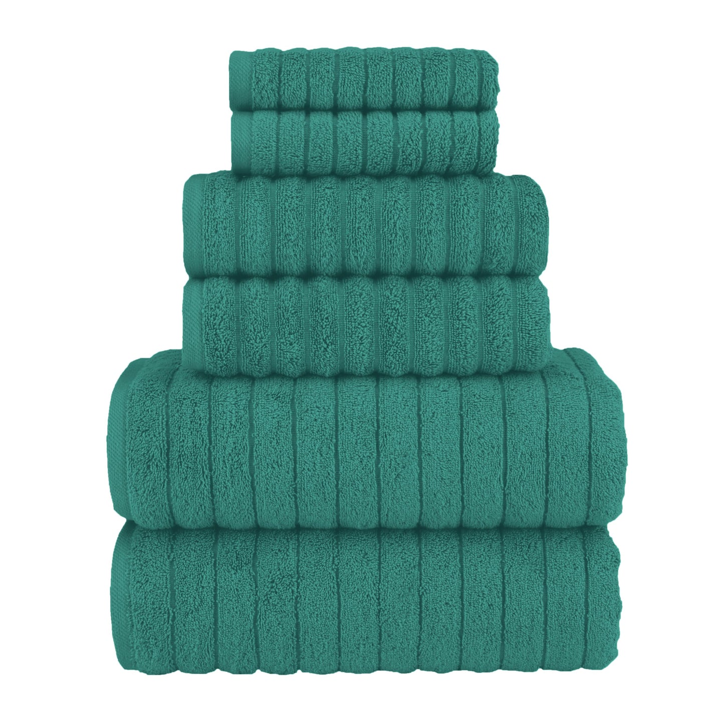 Elegant Comfort 100% Turkish Cotton Corduroy Ribbed Luxury Bath Towels 6-Piece Set, Premium Feel - Quick Dry, Highly Absorbent, Contains 2 Bath Towels, 2 Hand Towels, and 2 Washcloths, Coral