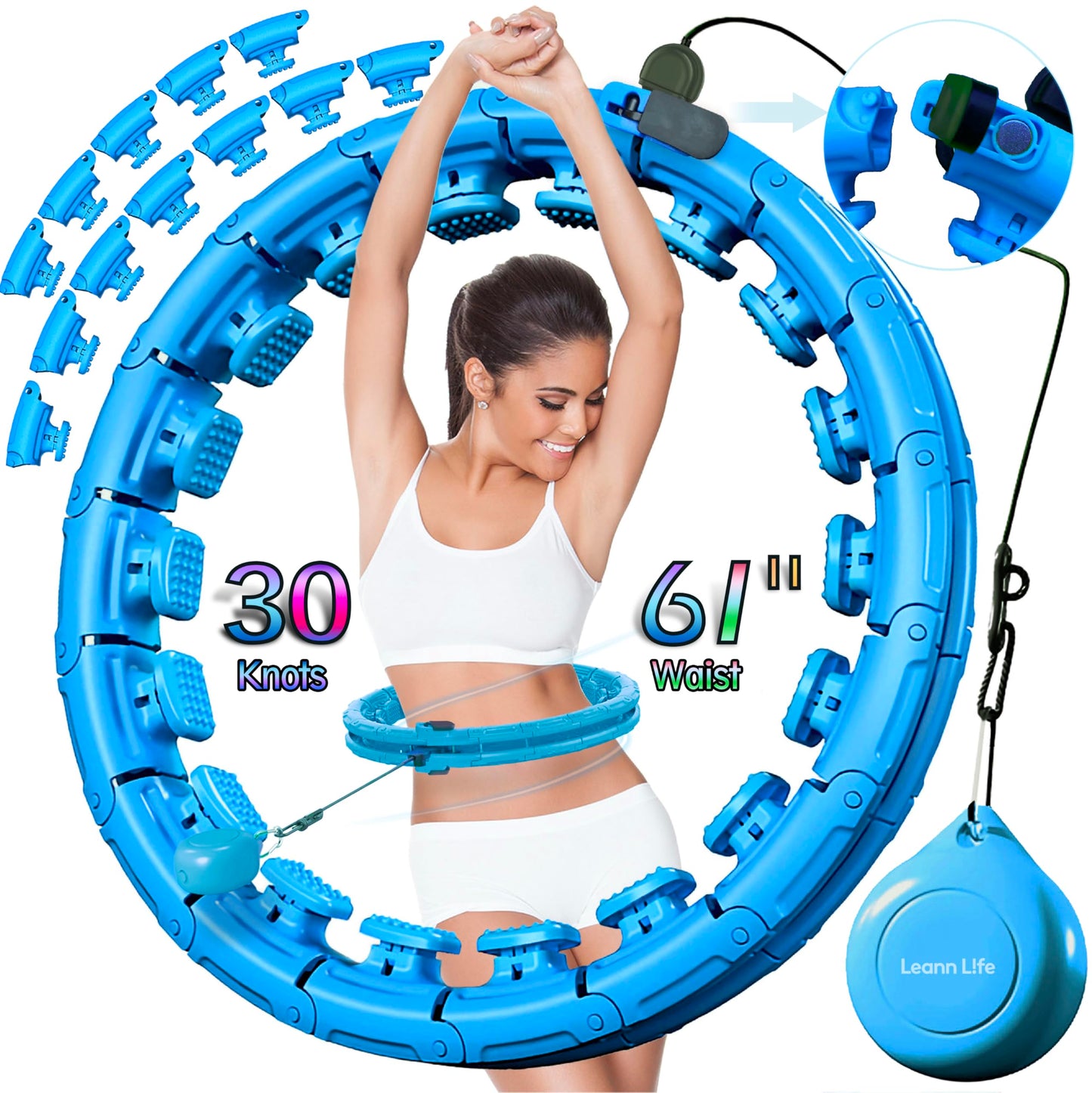 30/12 Knots, Magnetic Lock Weighted Hula Hoop for Adults Weight Loss, Infinity Hoop Plus Size, Children Adults Home Outdoors, Fitness Exercise, Abdominal Toner