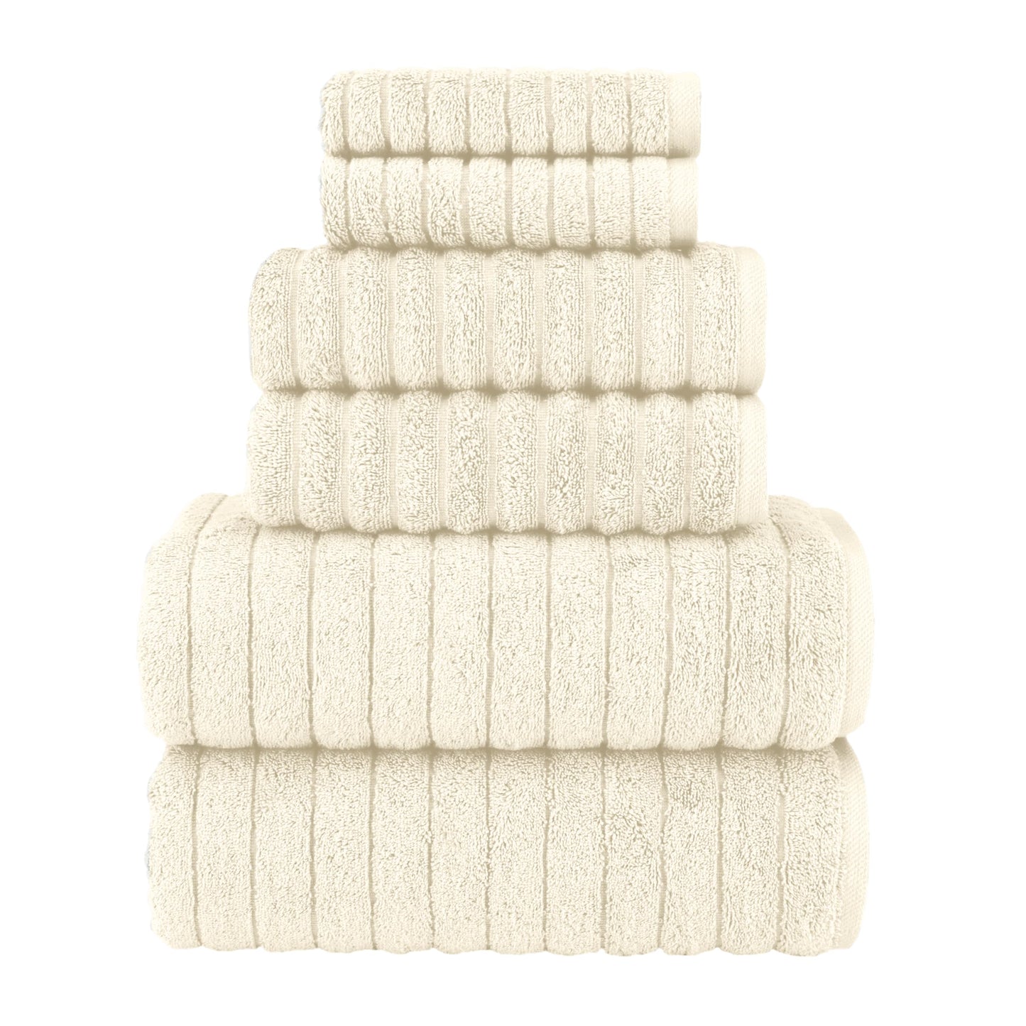 Elegant Comfort 100% Turkish Cotton Corduroy Ribbed Luxury Bath Towels 6-Piece Set, Premium Feel - Quick Dry, Highly Absorbent, Contains 2 Bath Towels, 2 Hand Towels, and 2 Washcloths, Coral
