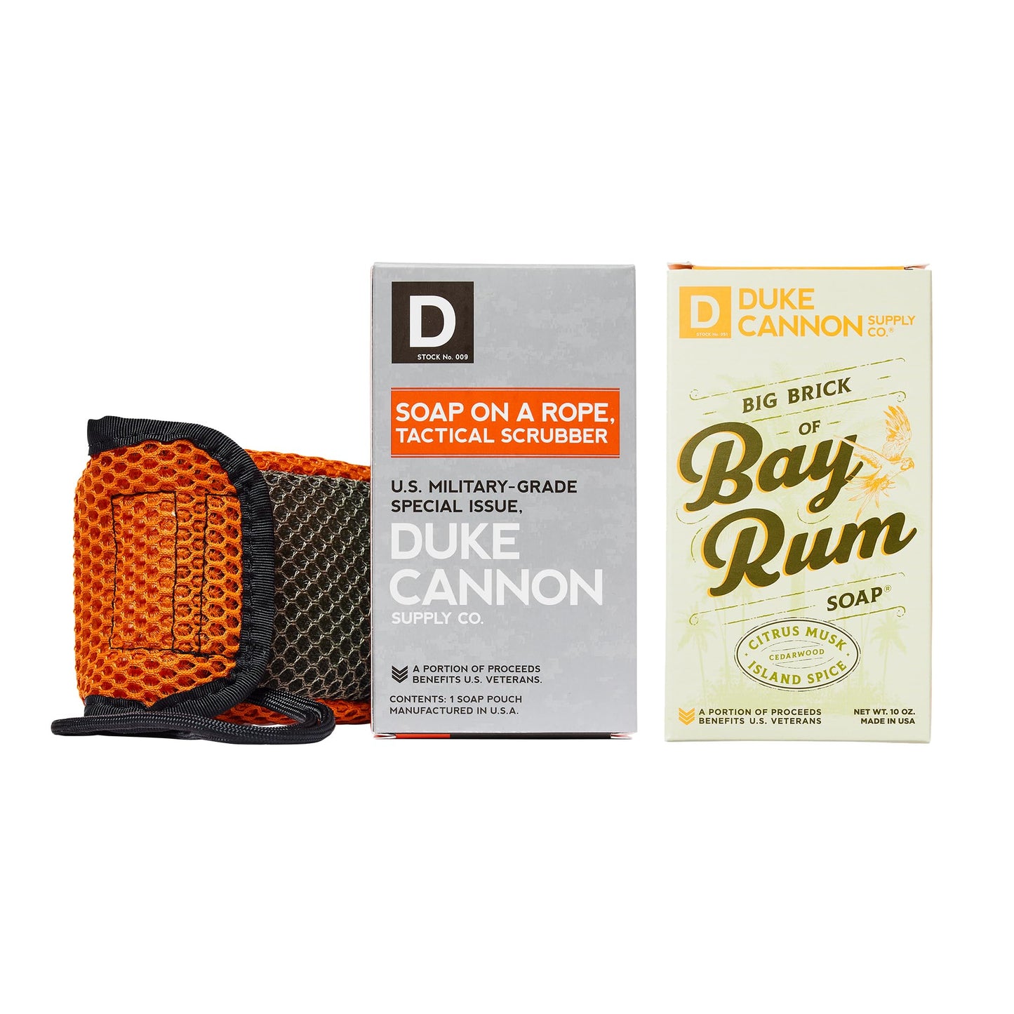 Duke Cannon Tactical Scrubber - Big American Bourbon Soap, U.S. Military-Grade Soap Pouch with Coarse & Soft Mesh, Oak Barrel Scented, 10 oz.