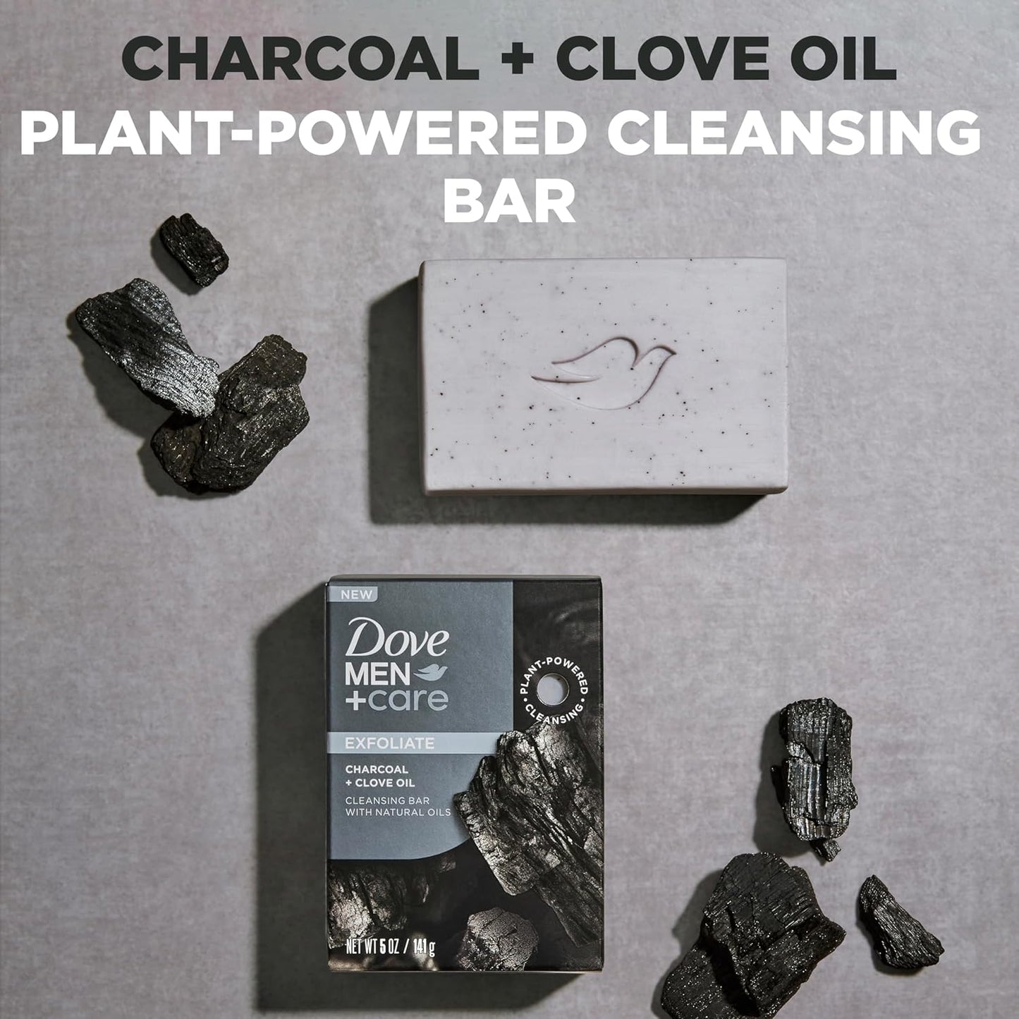 DOVE MEN + CARE Cleansing Soap Bar 4 Count to Rebuild Skin in the Shower Mixed Formulated Plant Based Ingredients 3.51 Oz