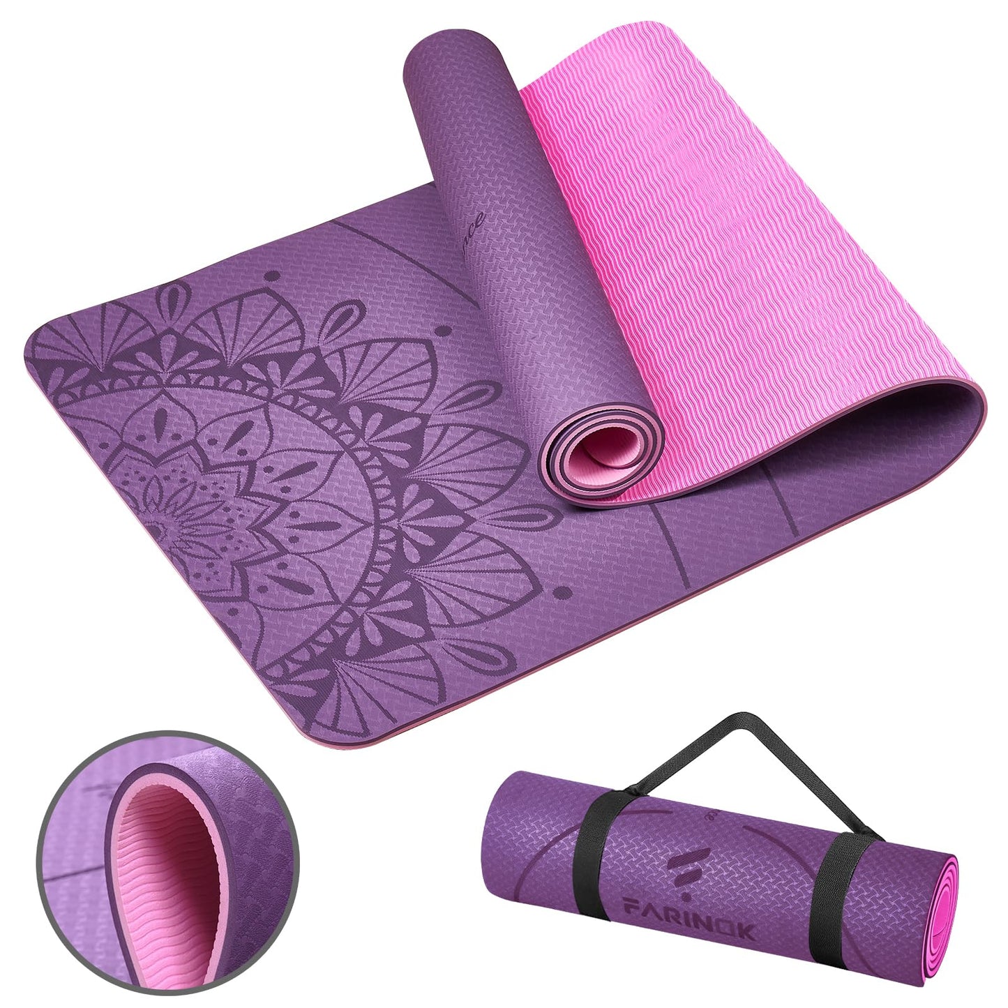 Yoga Mat Extra Thick 9MM, High Density Exercise Mats Non Slip for Home Workout, Pilates Mat with Strap for Women Men, Eco Friendly Mat Thick (9MM-NAVY-BLUE)