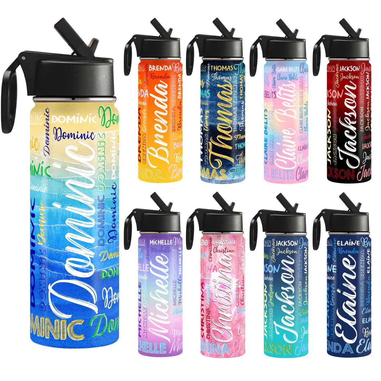 Custom Water Bottle with Photo, 18/32 oz Personalized Picture Stainless Steel Sports Water Bottle for Kids Men Women, Customize Double Wall Vacuum Insulated Bottle Birthday Gifts Water Bottle