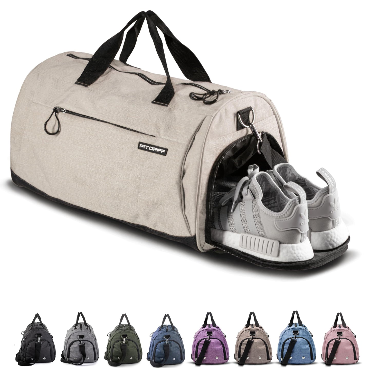 Fitgriff® Gym Bag for Men & Women with Shoe & Wet Compartment - Duffle Bag for Travel, Sports, Fitness & Workout