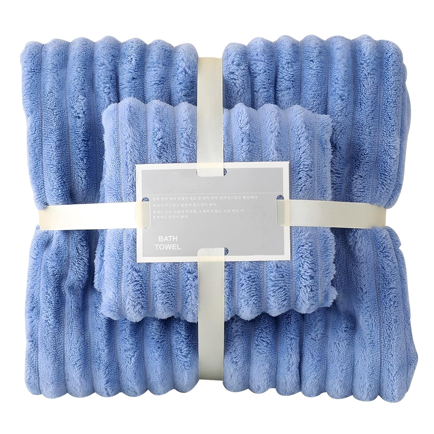 Coral Fleece Towel and Bath Towel Set Extra Thick Absorbent Wave Pattern 2 Piece Set for Home Spa and Travel Soft and Quick Drying (Grey)