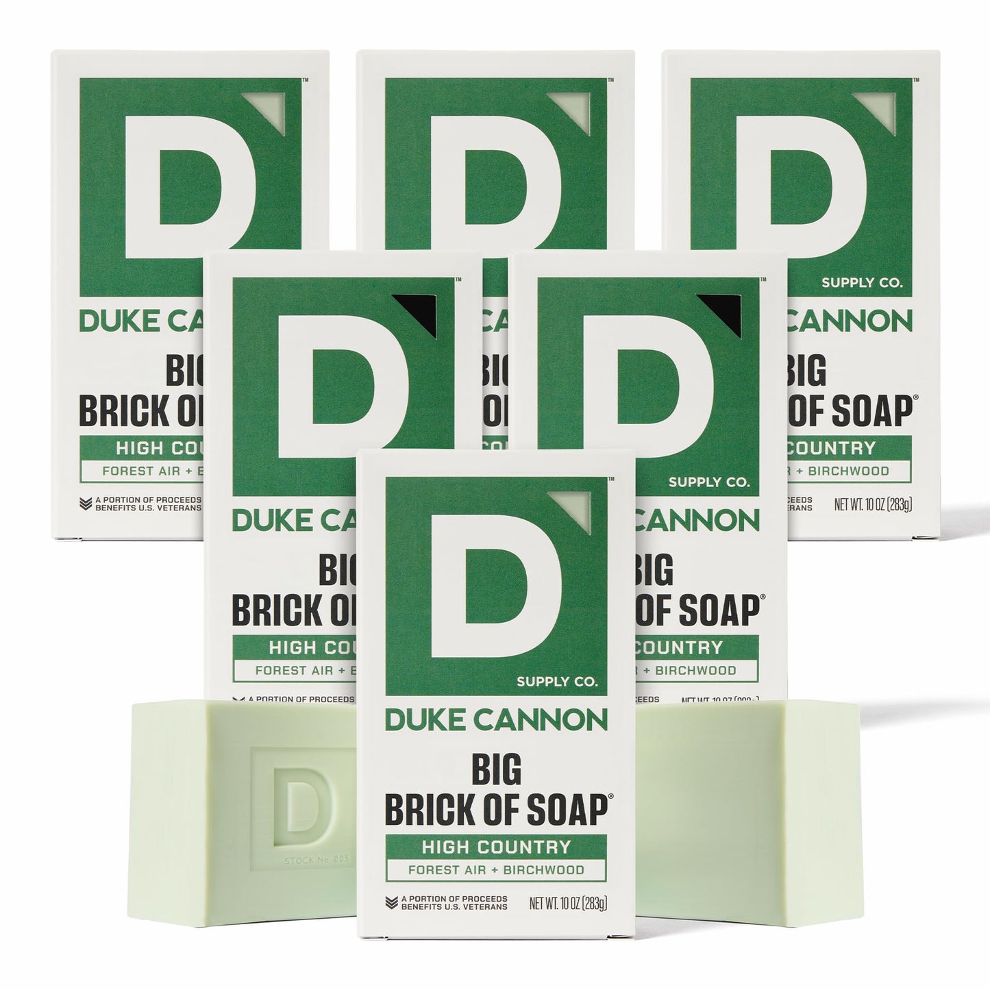 Duke Cannon Supply Co. Big Brick of Soap Bar for Men, LEAF & LEATHER - Extra Large, Masculine Scents, All Skin Types, Paraben-Free, 10 oz (Pack of 6)