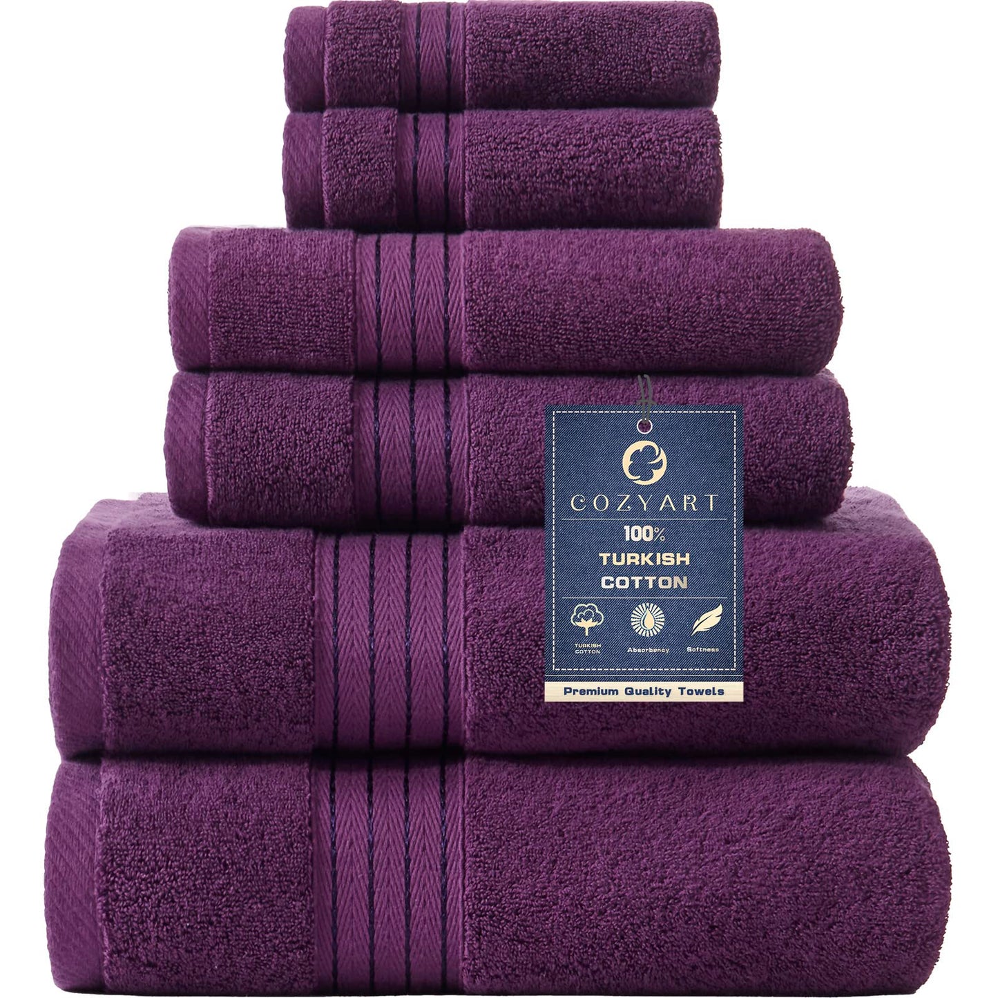 COZYART Burnt Orange Bath Towel Set for Bathroom Turkish Cotton Thick Soft Absorbent Durable 650 GSM Towel Sets of 6, 2 Large Bath Towels, 2 Hand Towels, 2 Washclothes