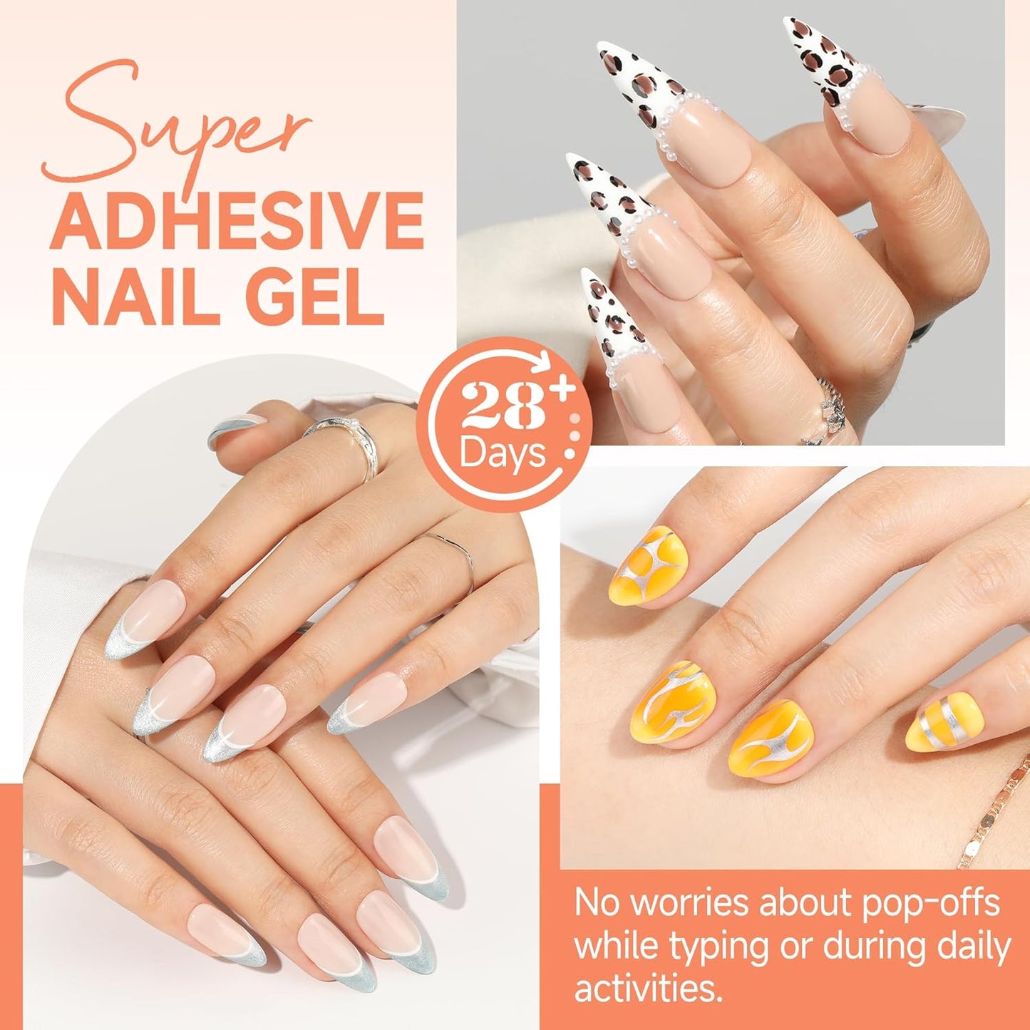 UNA GELLA Solid Nail Glue Gel Soft Gel Nail Tips Glue 15ml Lamp Curing Needed Solid Soak Off Glue Super Strong Nail Glue For Fake Acrylic Nails Extension Press On Nails