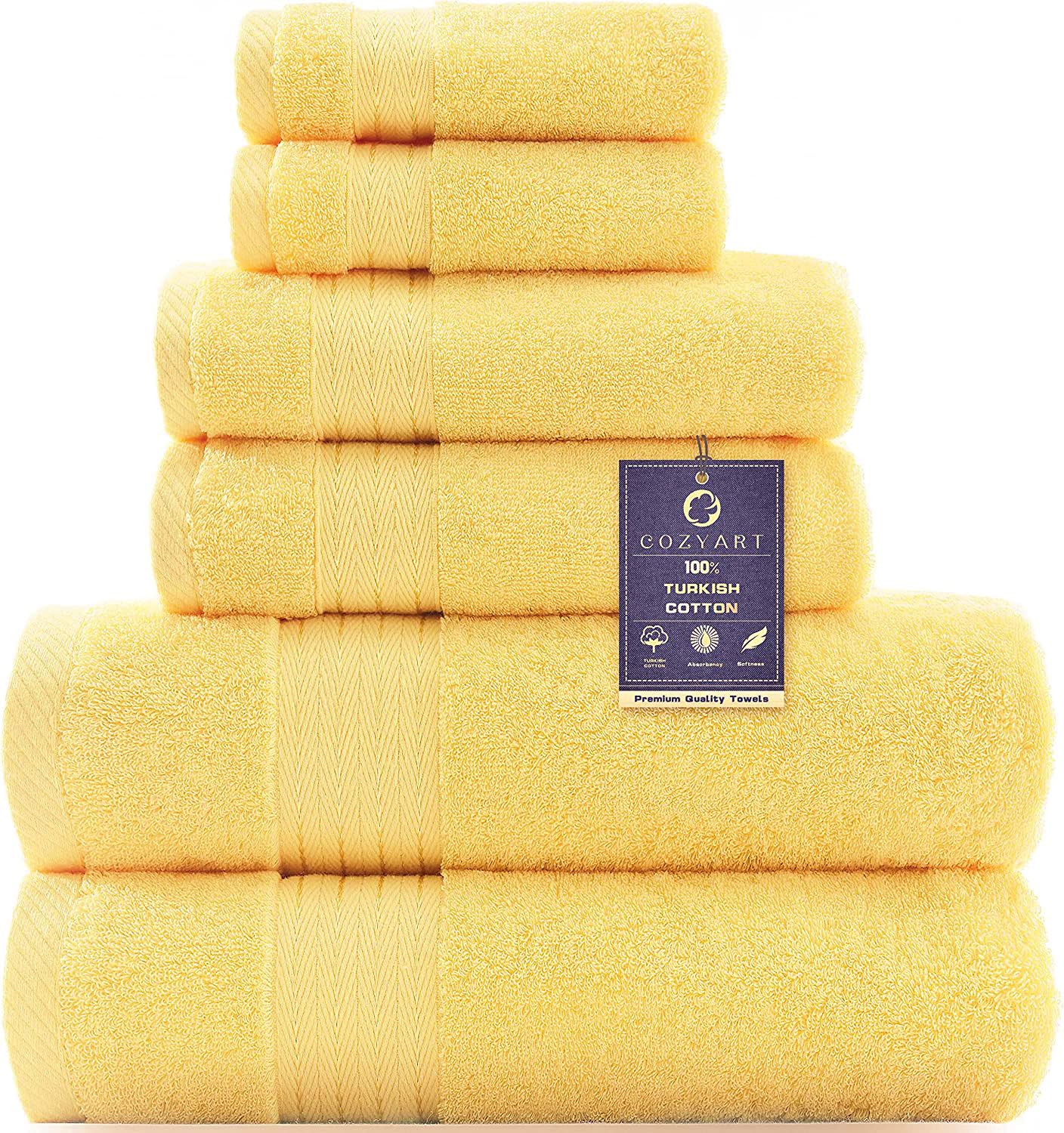 COZYART Burnt Orange Bath Towel Set for Bathroom Turkish Cotton Thick Soft Absorbent Durable 650 GSM Towel Sets of 6, 2 Large Bath Towels, 2 Hand Towels, 2 Washclothes
