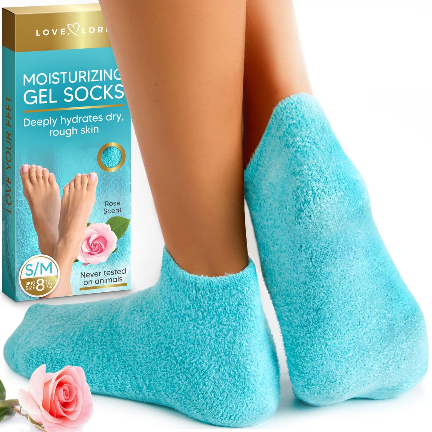 Moisturizing Socks - Premium Gel Silicone Aloe Foot Spa Socks (Sizes 9-10) Infused with Vitamin E & JoJoba Oil - Self Care Gifts for Women