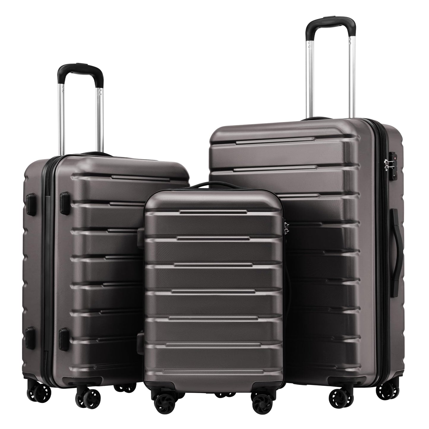 Coolife Luggage Suitcase Carry-on Spinner TSA Lock USB Port Expandable (only 28’’) Lightweight Hardside Luggage (Ice Blue, 3 piece set)