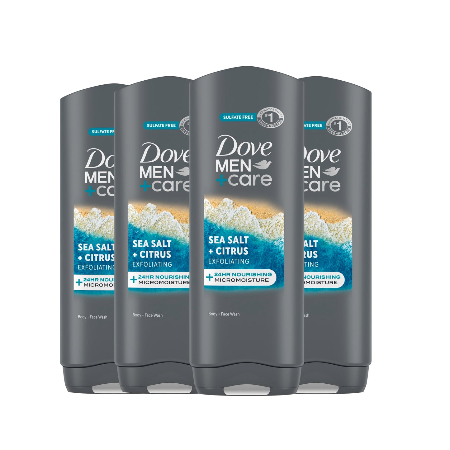 DOVE MEN + CARE Midnight Classico Body and Face Wash 4 Count for Calm, Replenished & Hydrated Skin