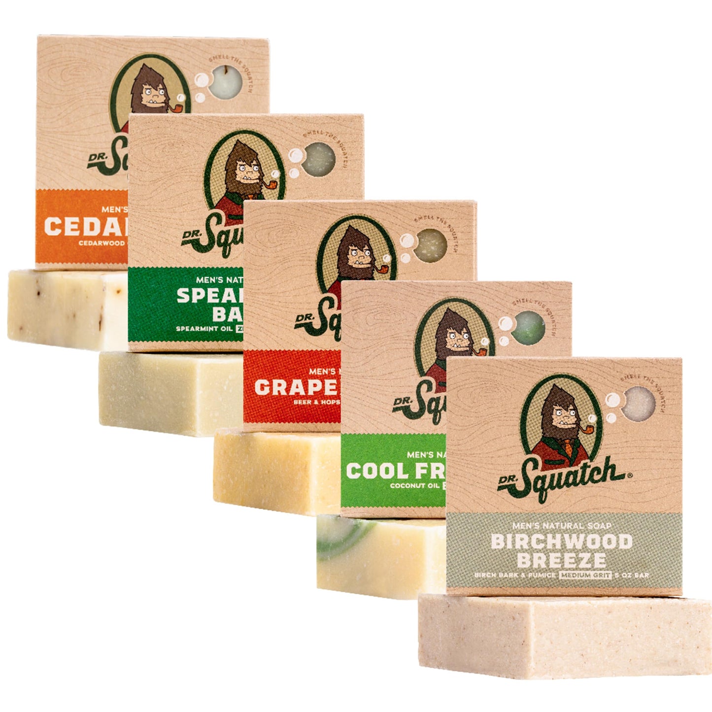 Dr. Squatch Natural Bar Soap for Men - Cold Process Soap with No Harsh Chemicals - Cedar Citrus, Gold Moss, Bay Rum, Pine Tar & Alpine Sage (5 oz, 5-Pack)