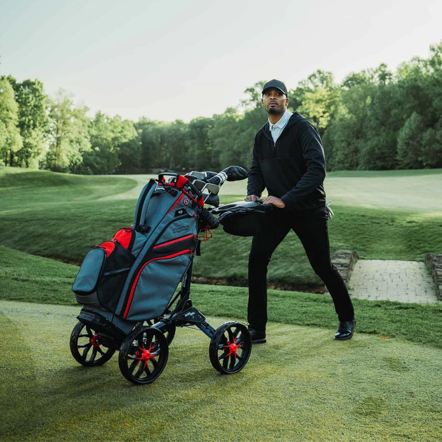 Bag Boy Quad Pro Push Cart, Green/Black